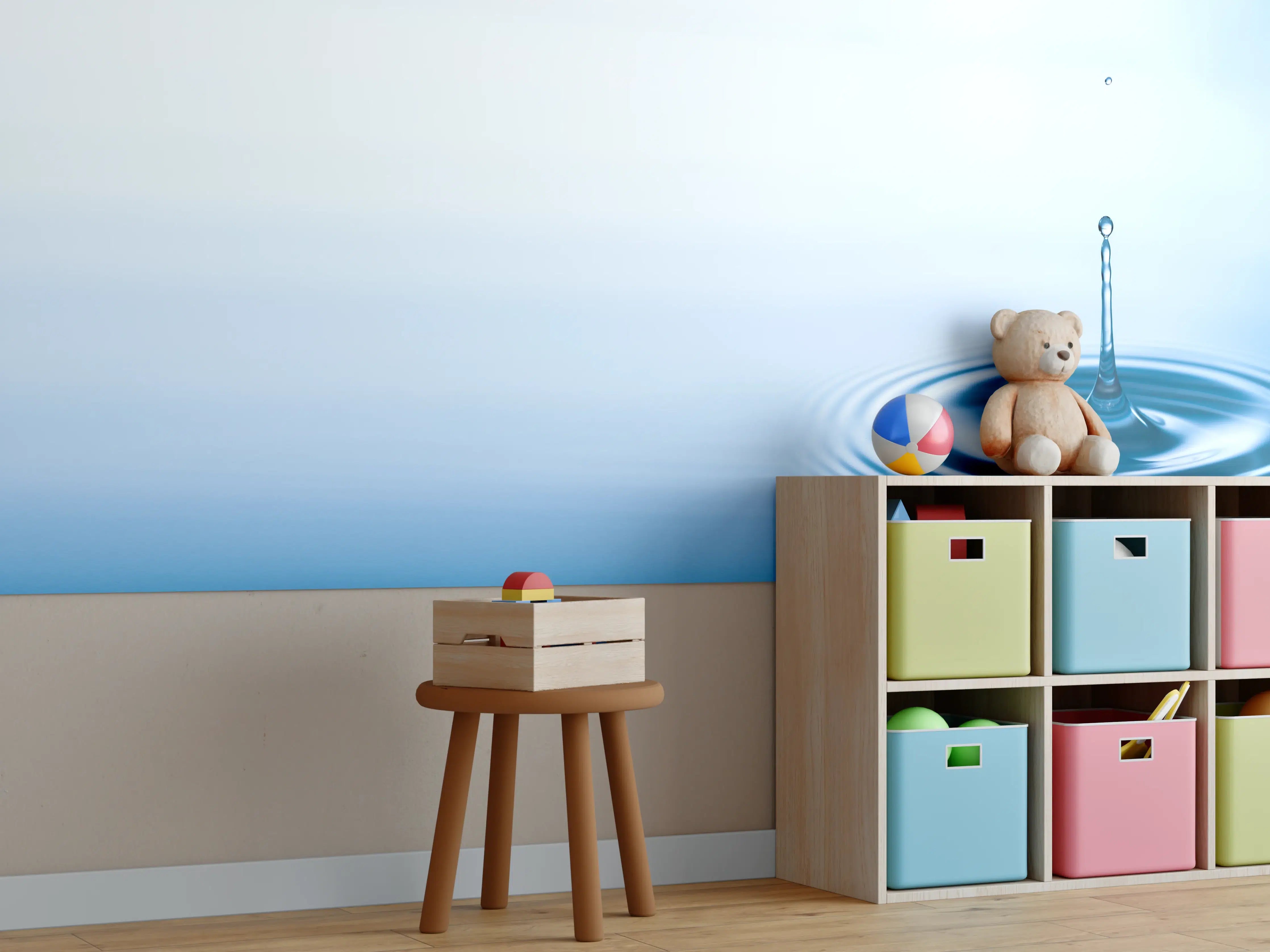 Kinderzimmer Wandgestaltung - Plätschern der fallenden Wassertropfen