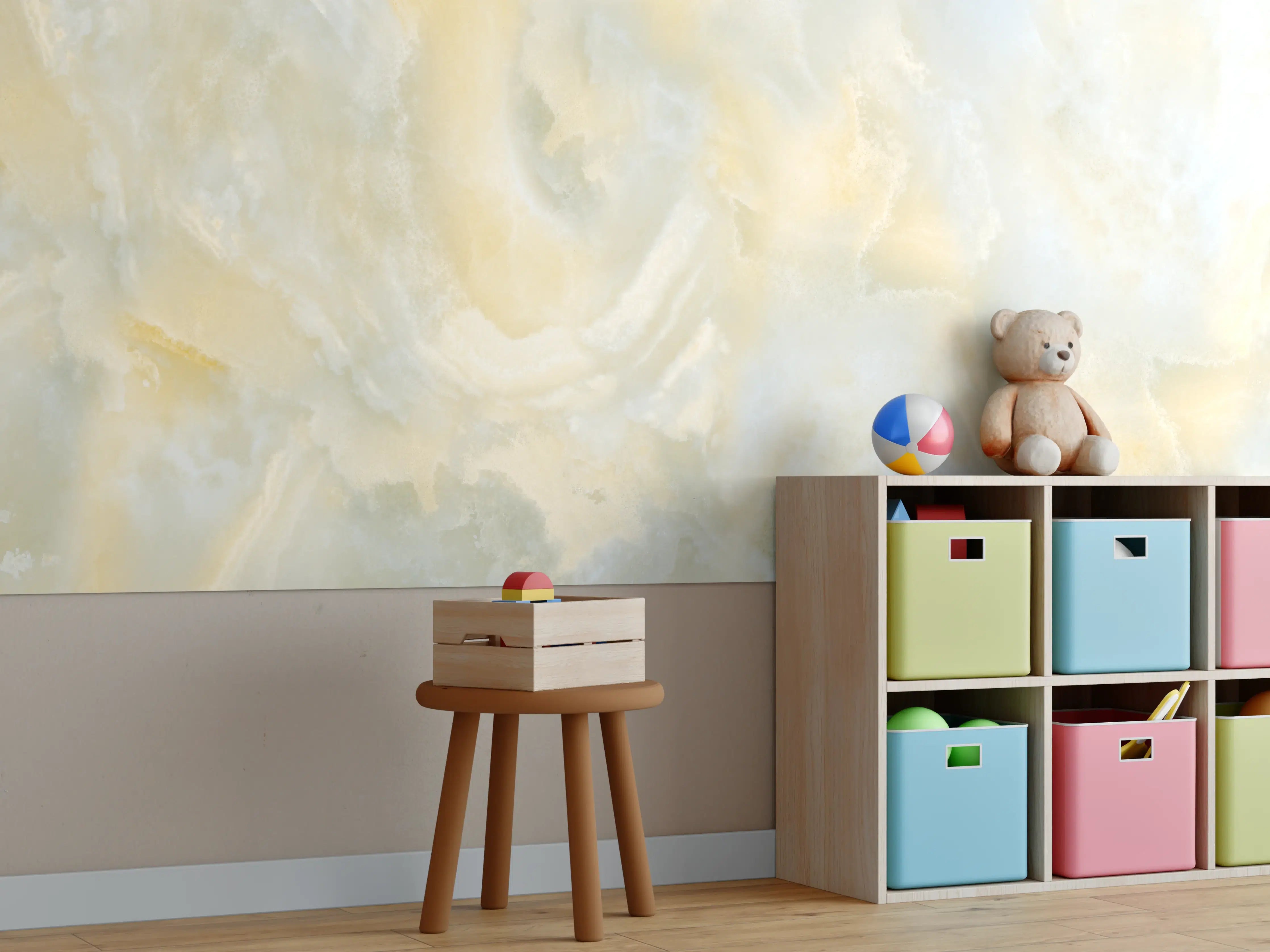 Kinderzimmer Wandgestaltung - Polierter Onyx-Marmor 