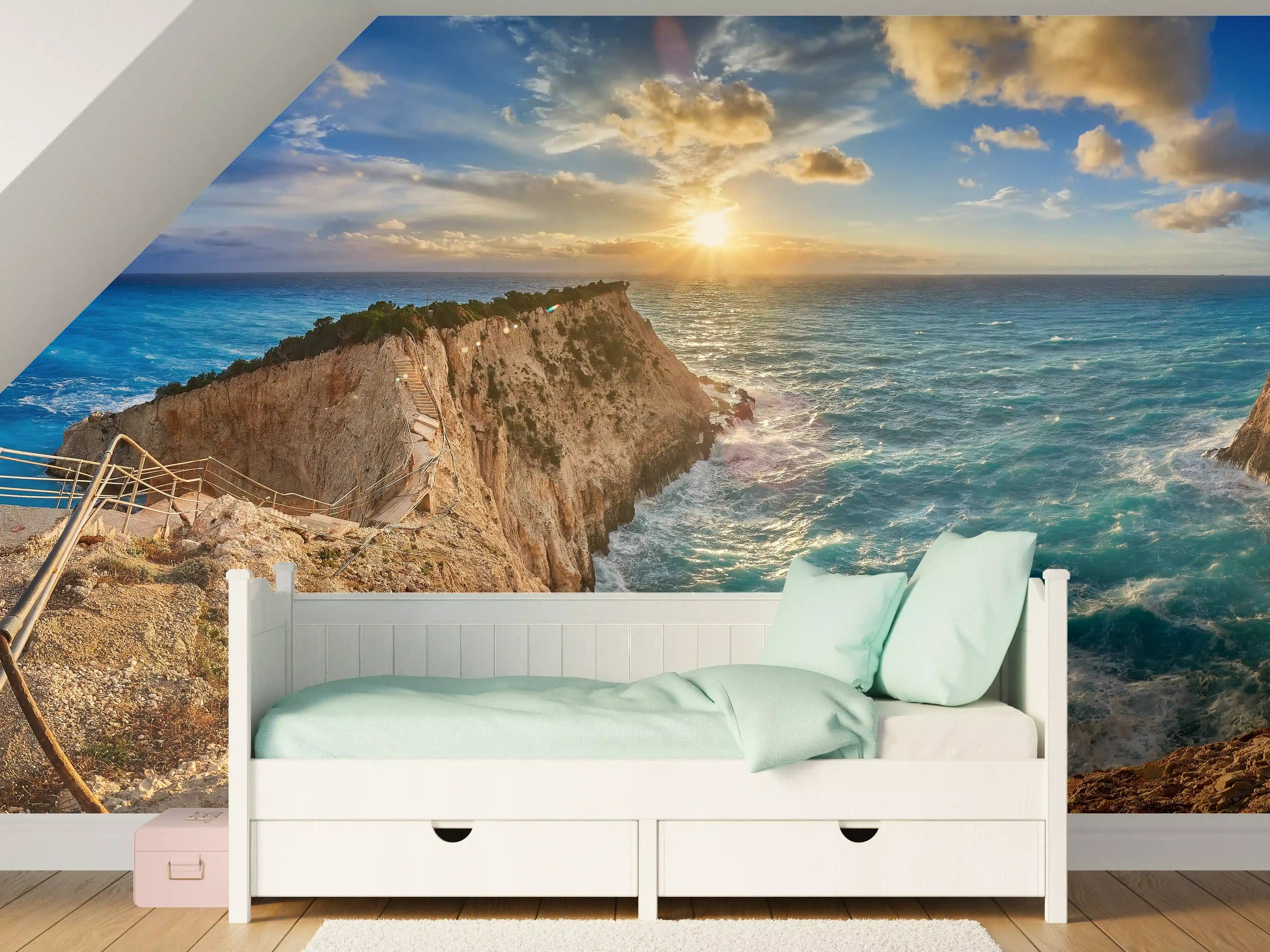 Kinderzimmer Wandgestaltung - Porto Katsiki bei Sonnenuntergang