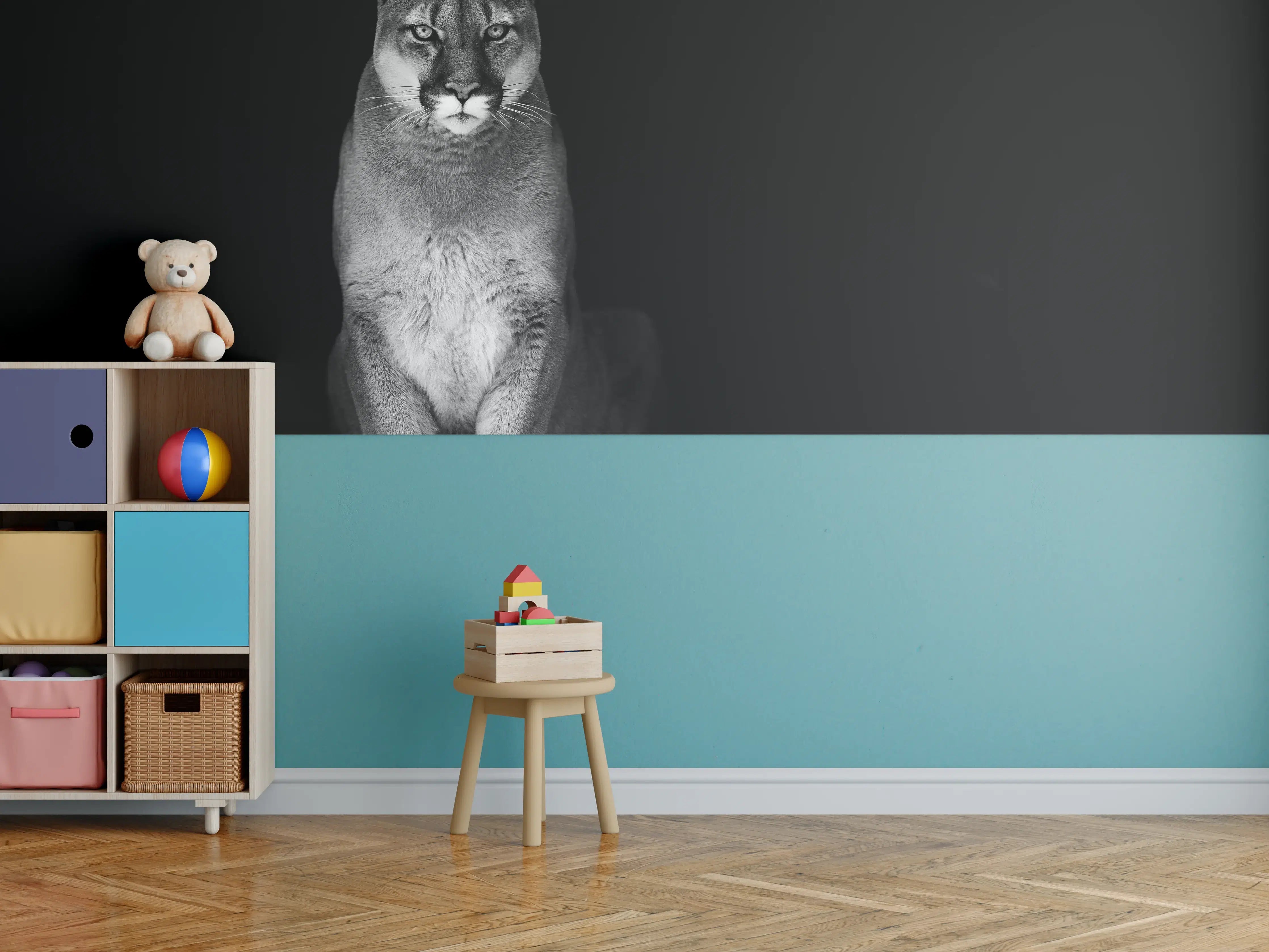 Kinderzimmer Wandgestaltung - Porträt des Bergpumas