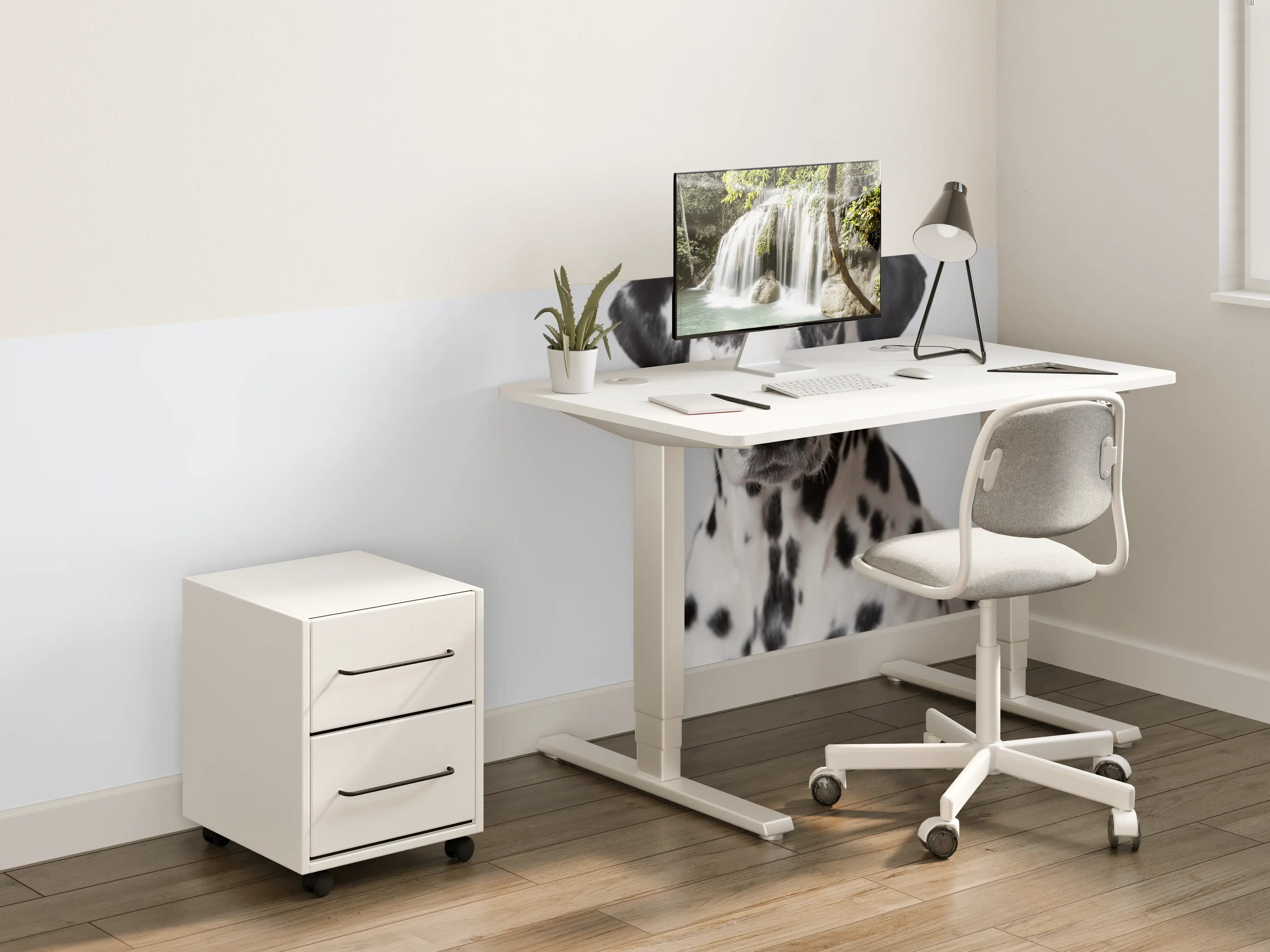 Kinderzimmer Wandgestaltung - Portrait eines Dalmatiners auf weißem Hintergrund