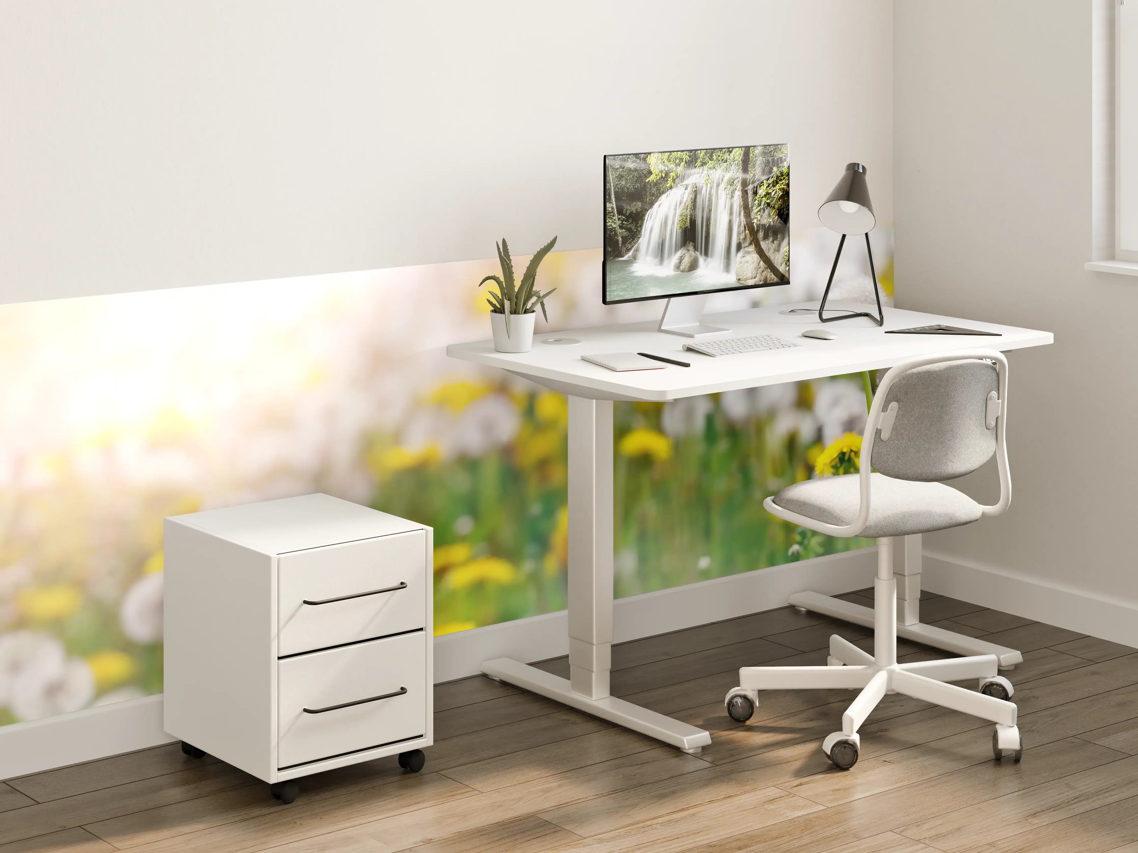 Kinderzimmer Wandgestaltung - Pusteblumen-Wiese Gelb Weiß