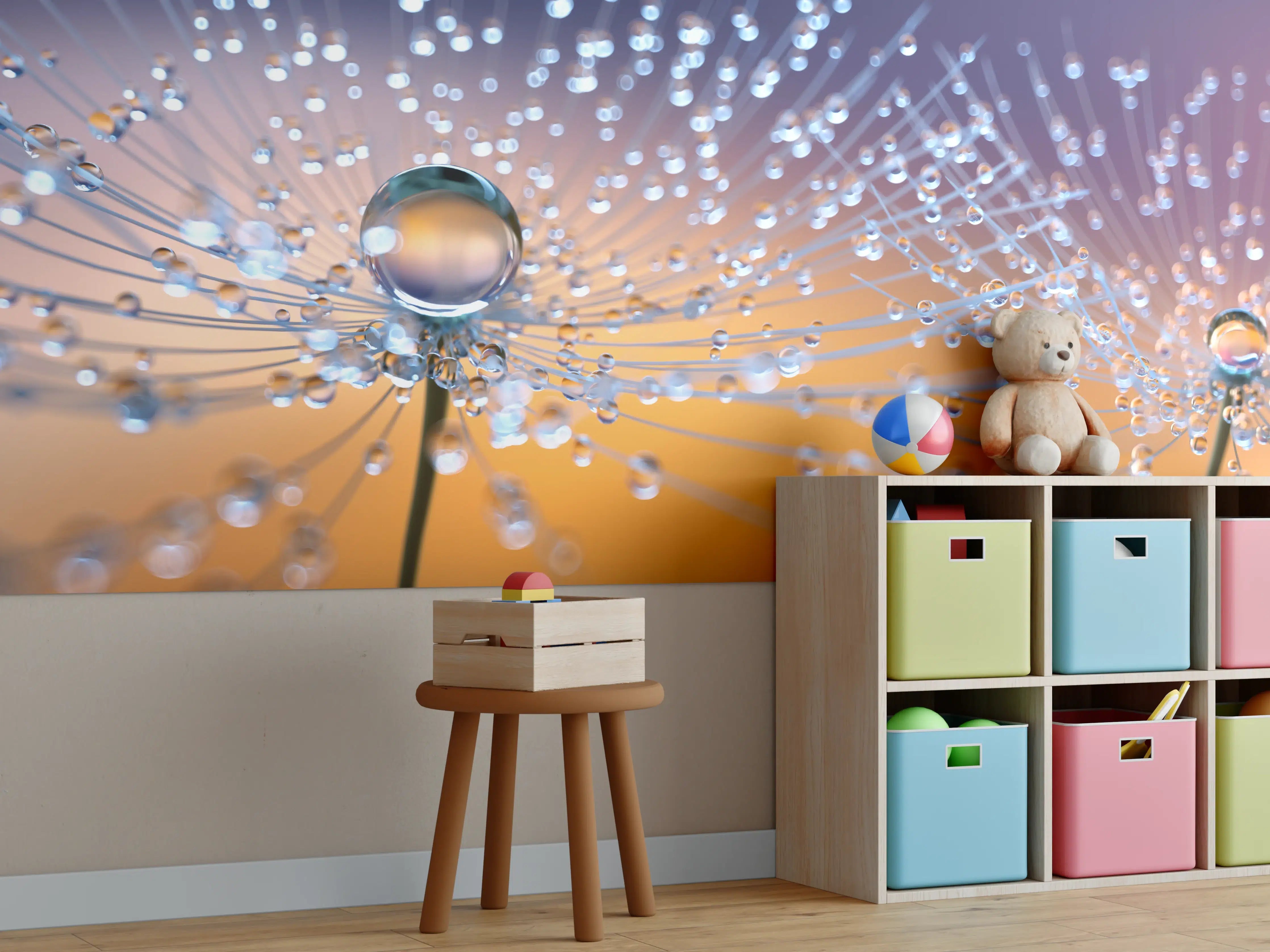 Kinderzimmer Wandgestaltung - Pusteblumen mit Tau