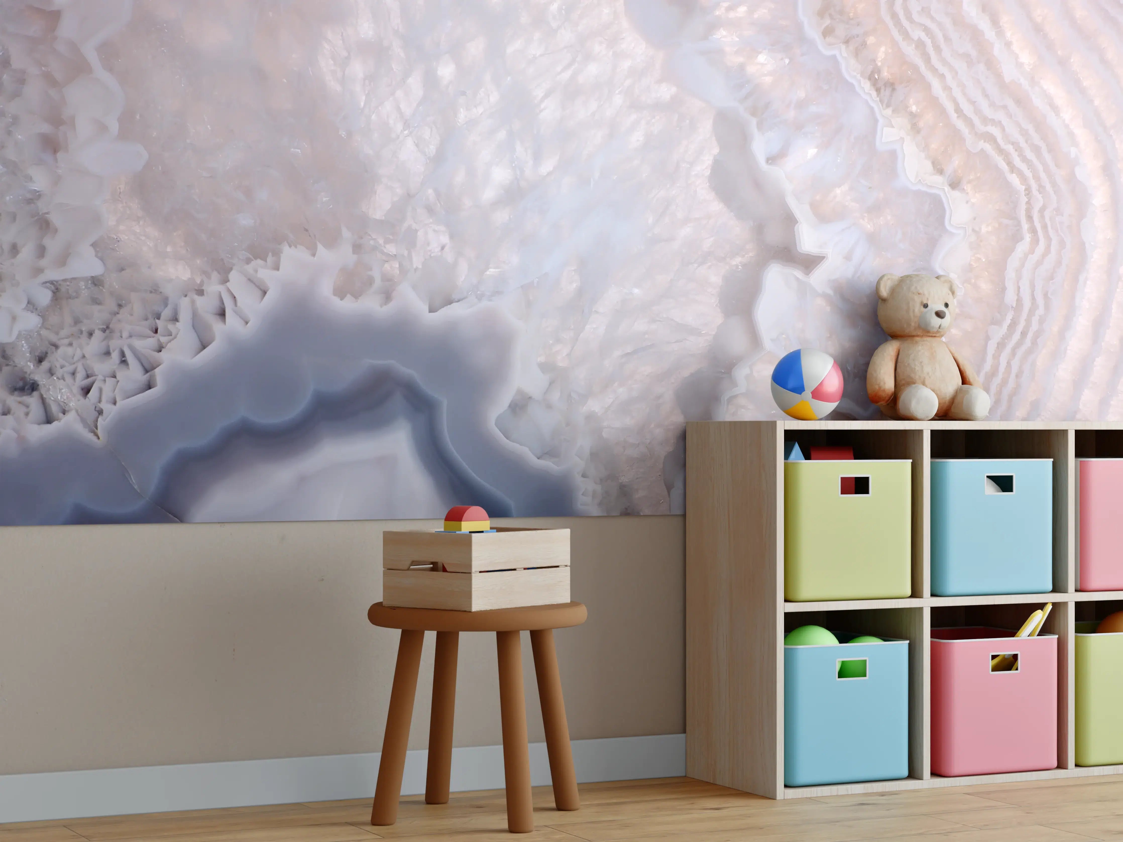 Kinderzimmer Wandgestaltung - Quarz in Wellenstruktur 