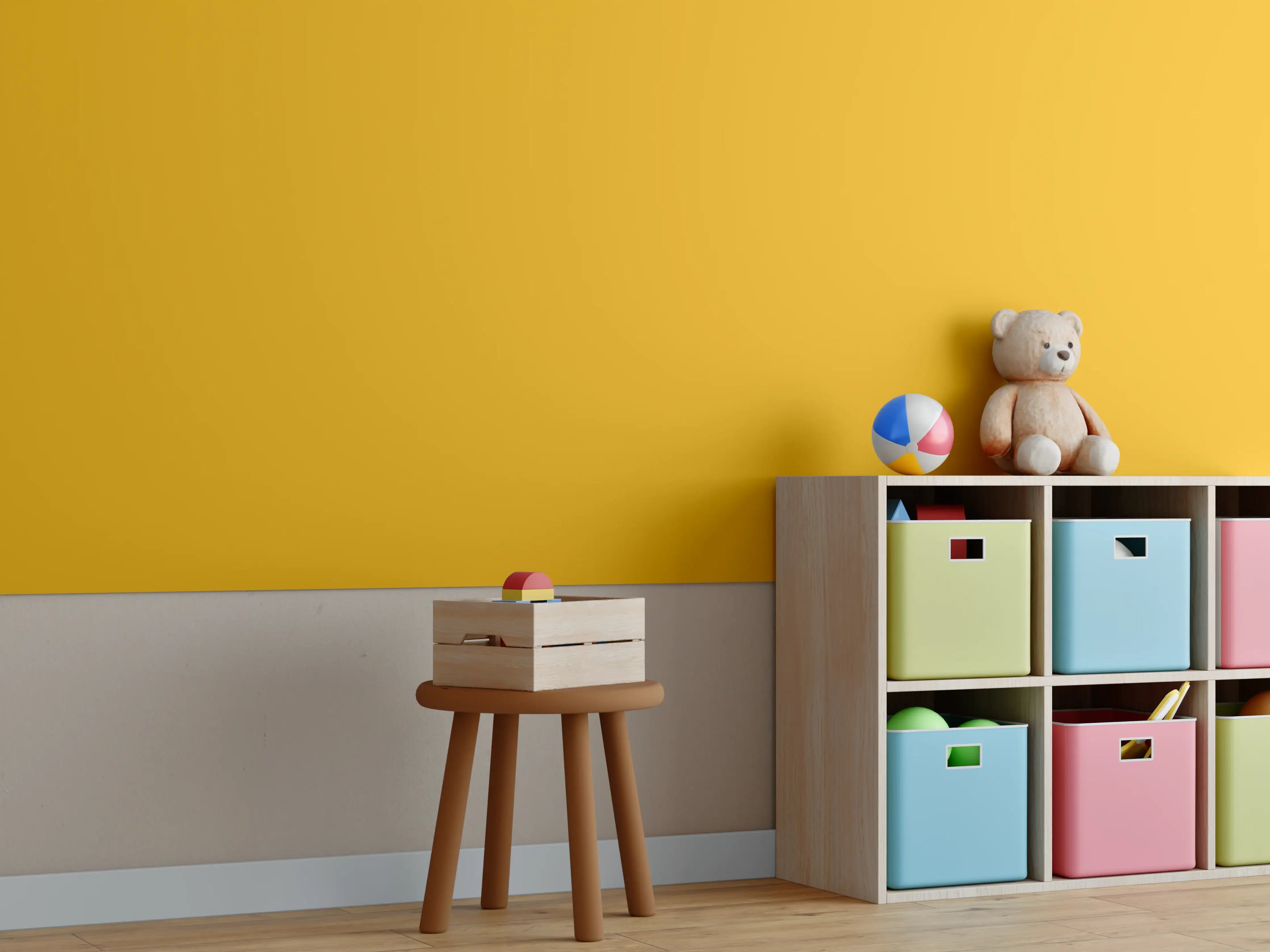 Kinderzimmer Wandgestaltung - RAL 1006 (Maisgelb)