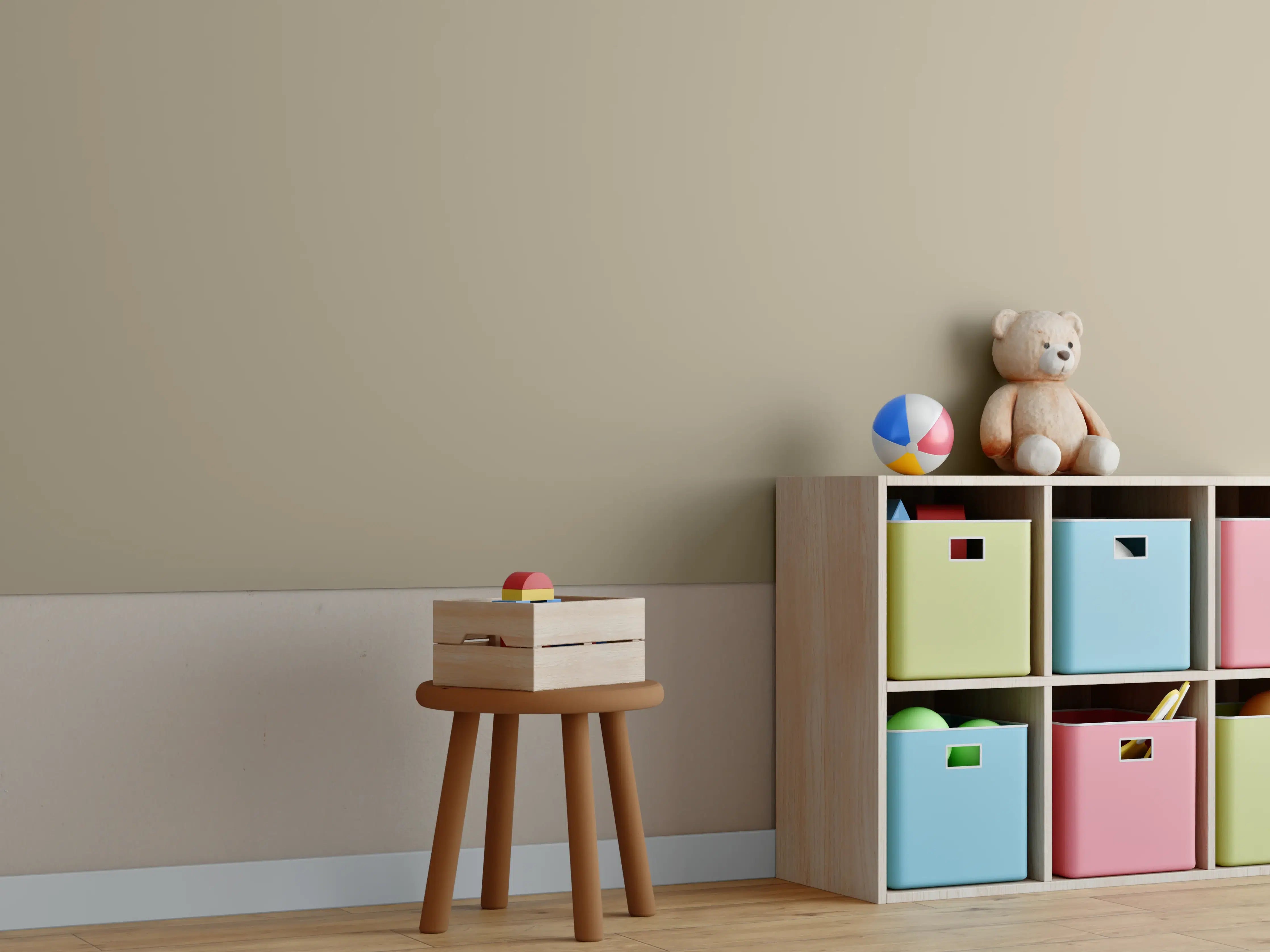 Kinderzimmer Wandgestaltung - RAL 1019 (Graubeige)