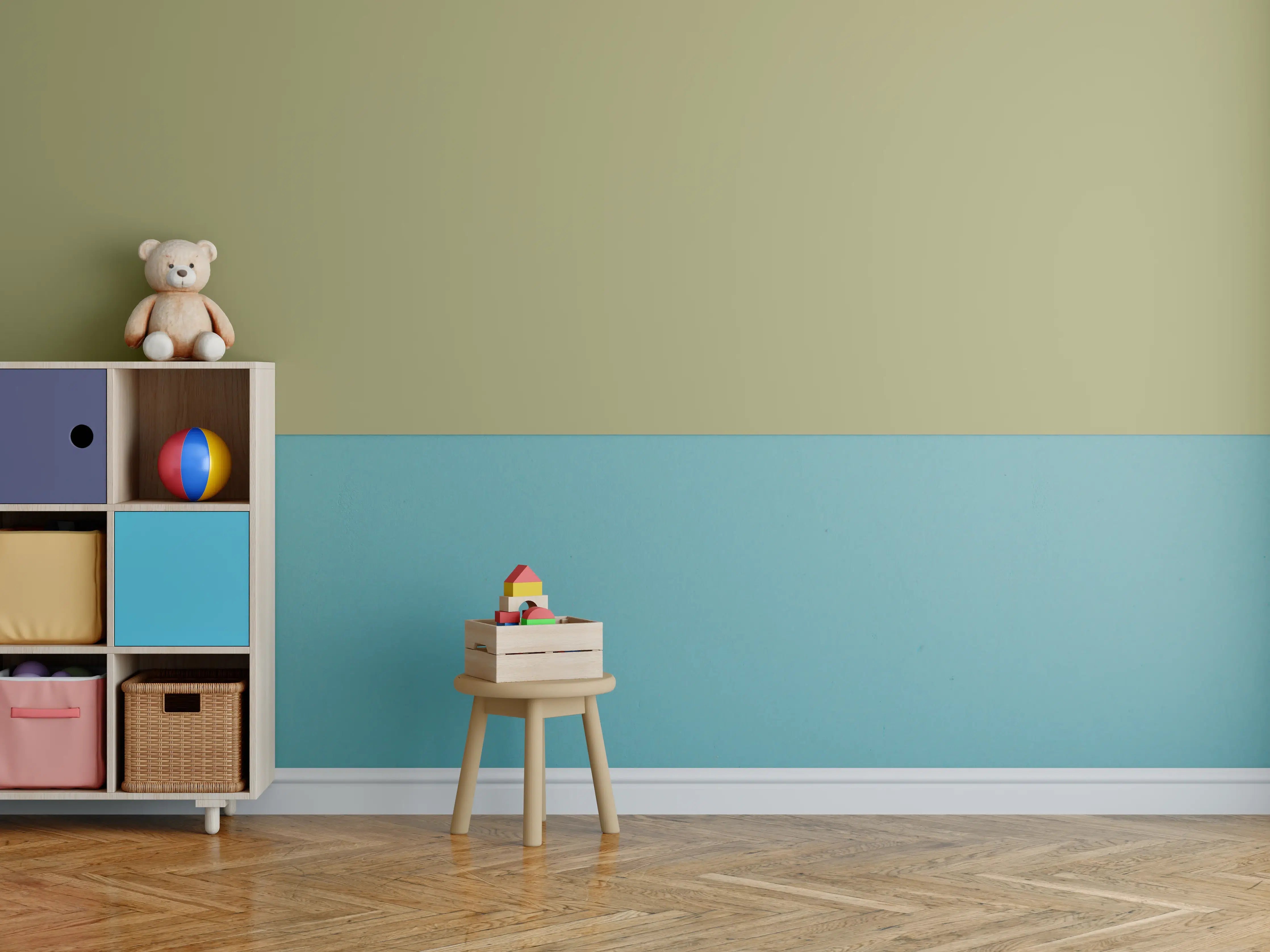 Kinderzimmer Wandgestaltung - RAL 1020 (olivgelb)