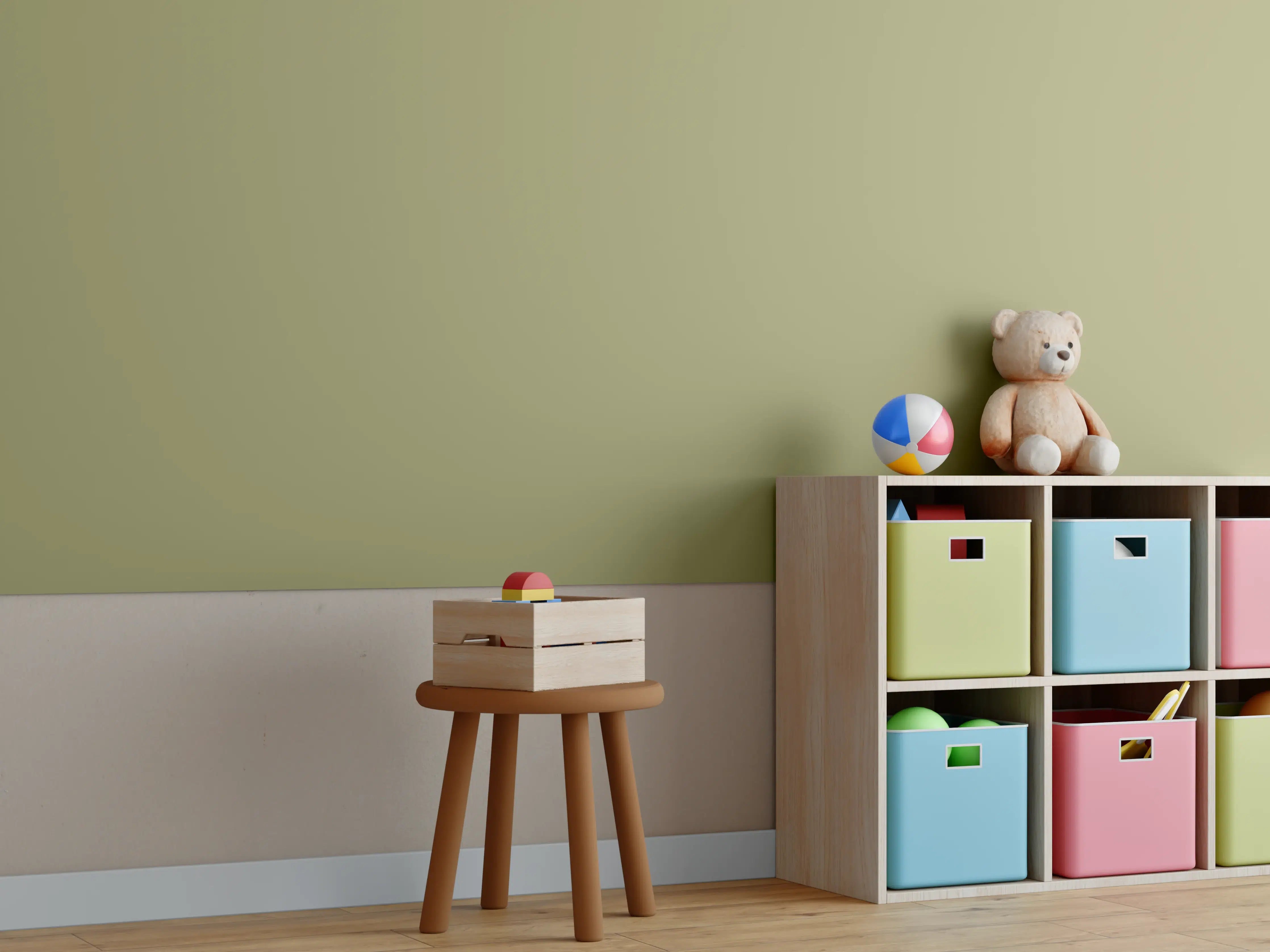 Kinderzimmer Wandgestaltung - RAL 1020 (olivgelb)