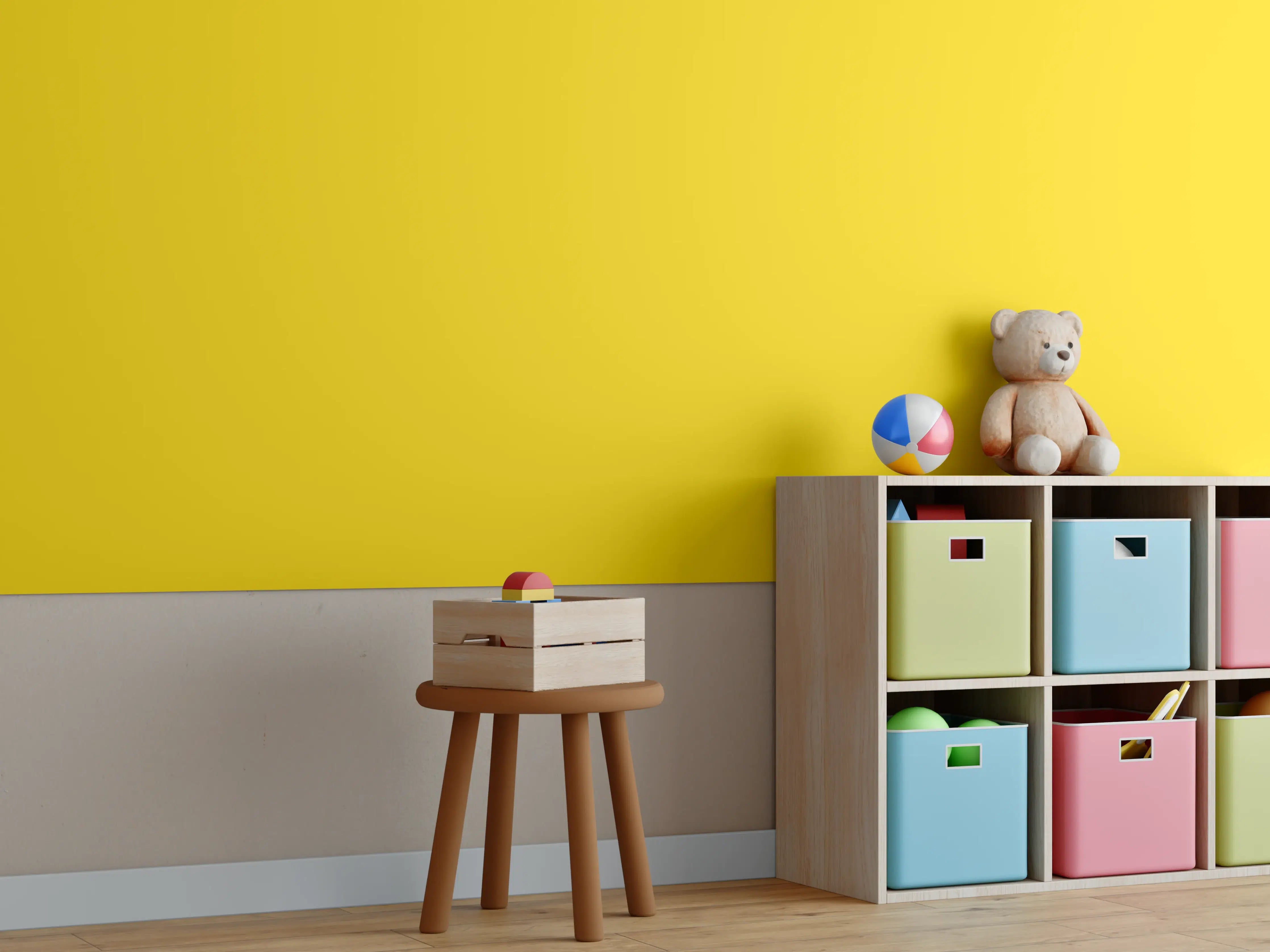 Kinderzimmer Wandgestaltung - RAL 1021 (Rapsgelb)