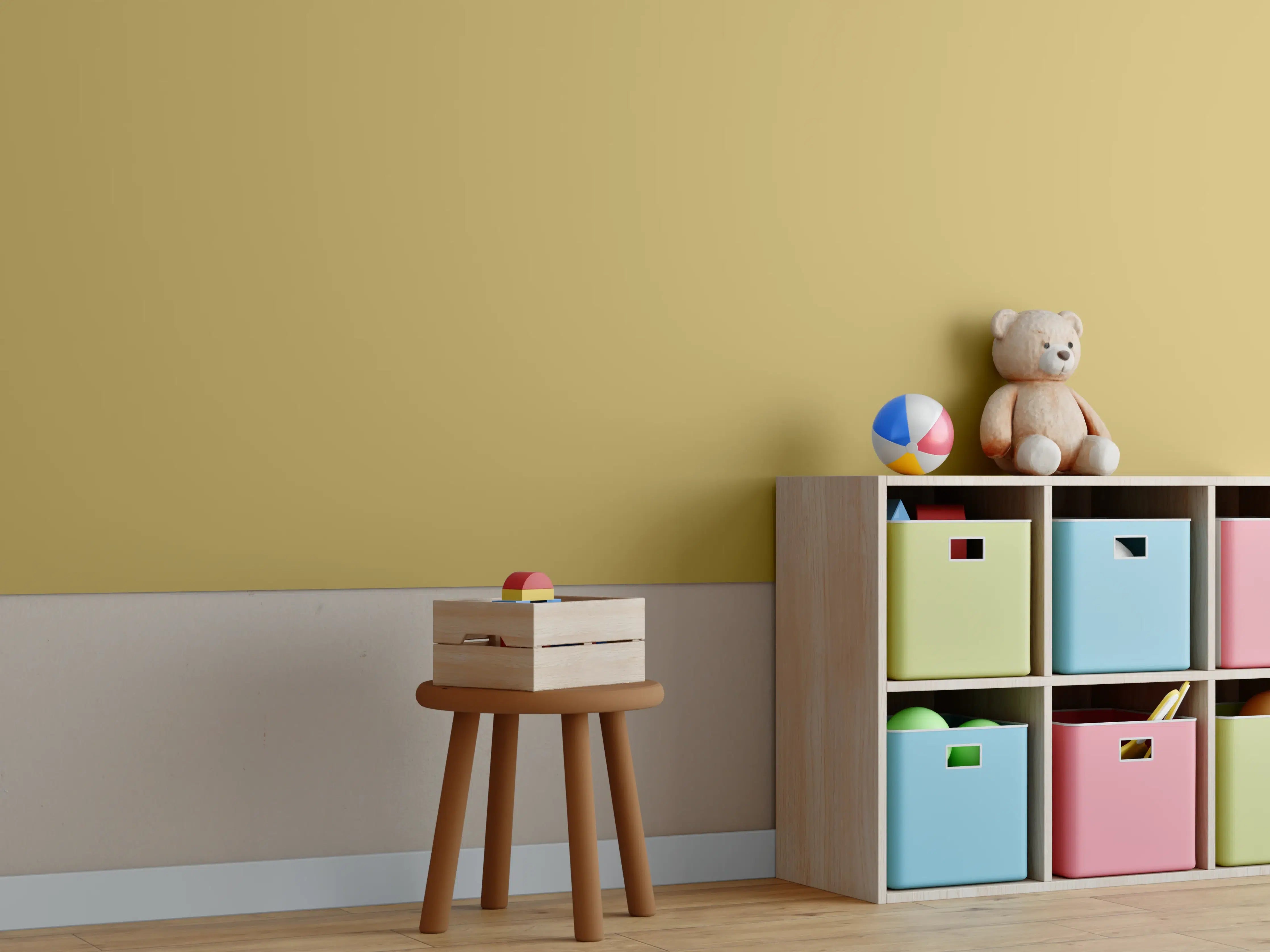 Kinderzimmer Wandgestaltung - RAL 1024 (Ockergelb)