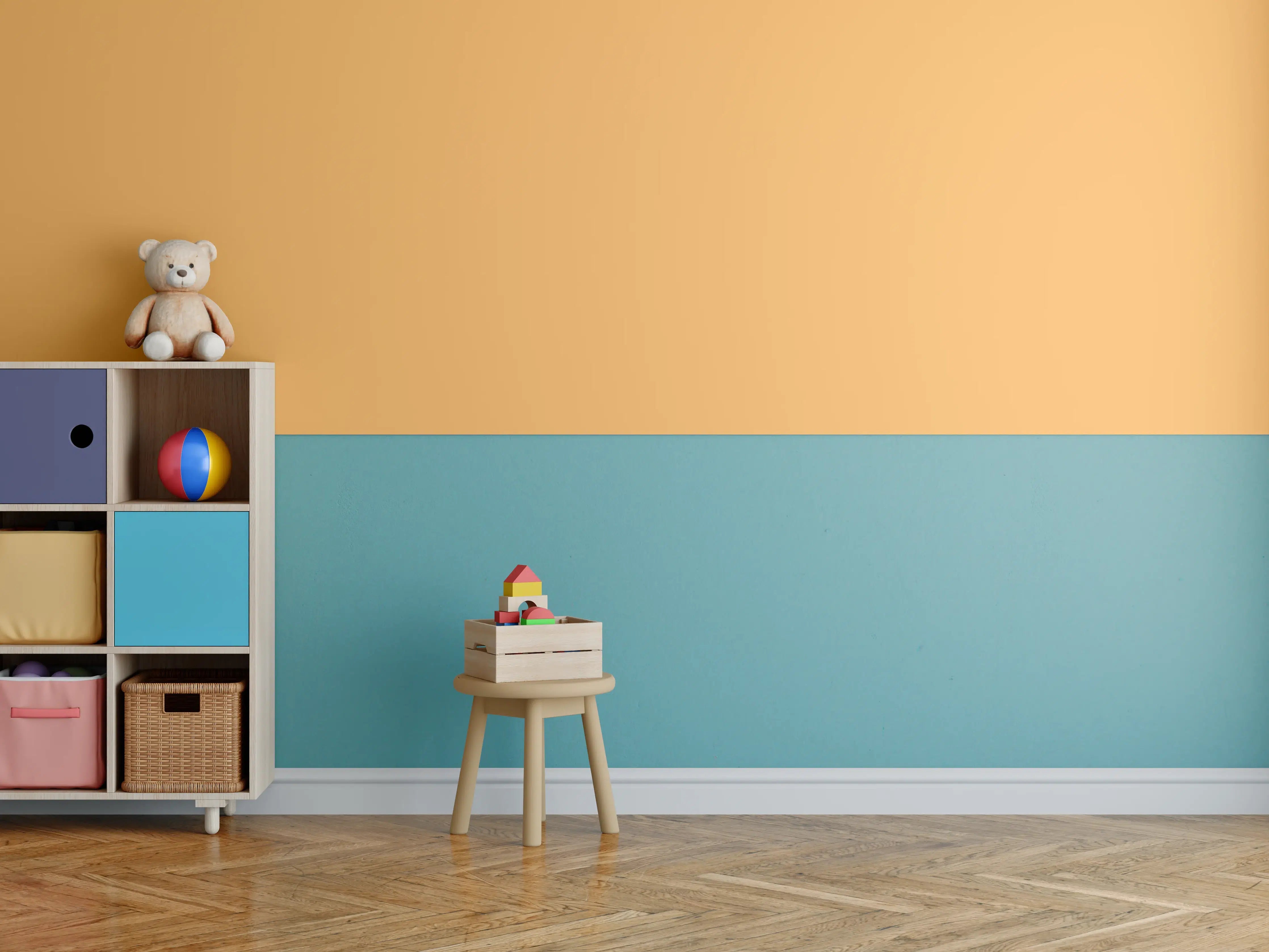 Kinderzimmer Wandgestaltung - RAL 1034 (Pastellgelb)
