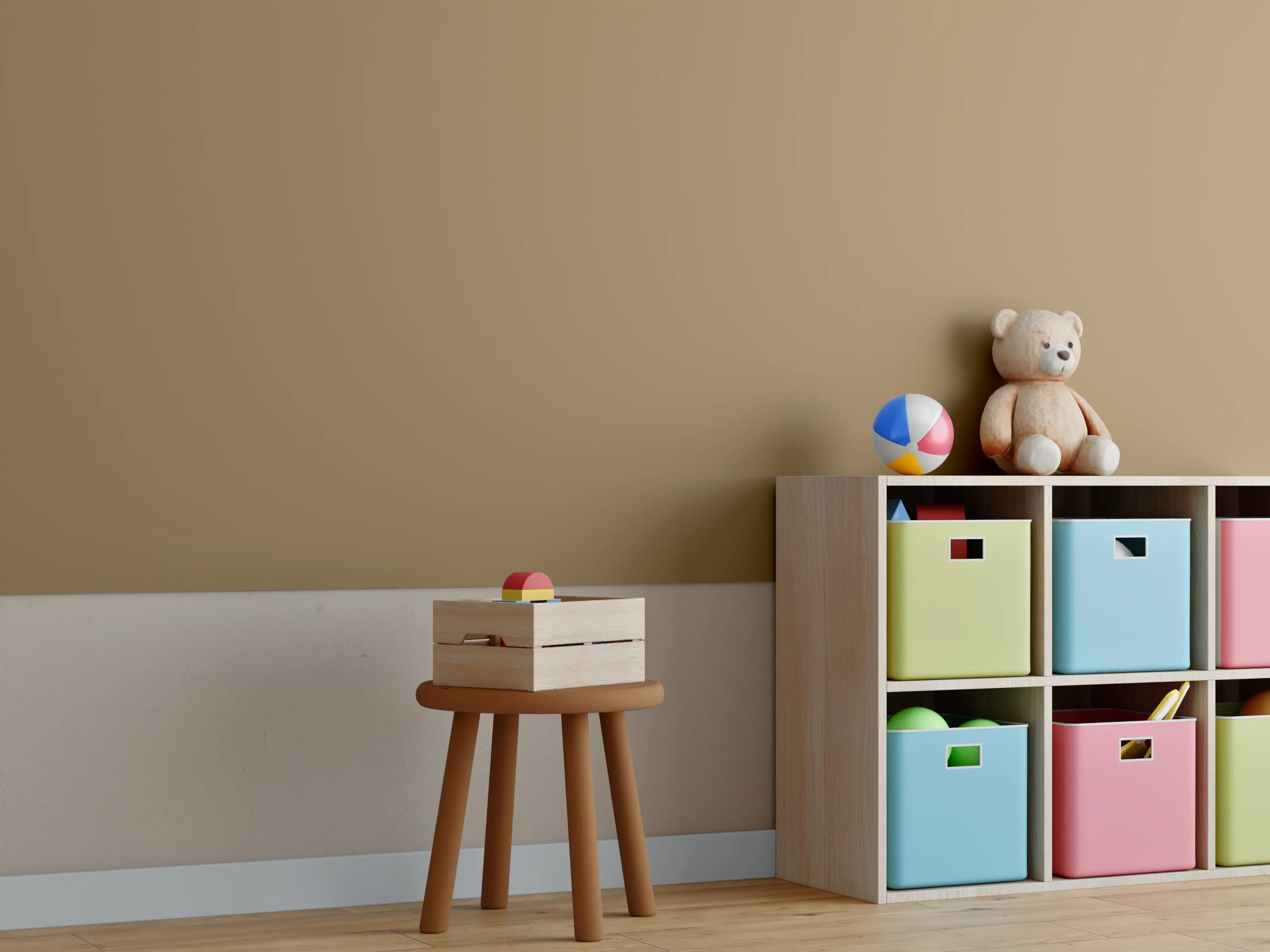 Kinderzimmer Wandgestaltung - RAL 1036 (Perlgold)