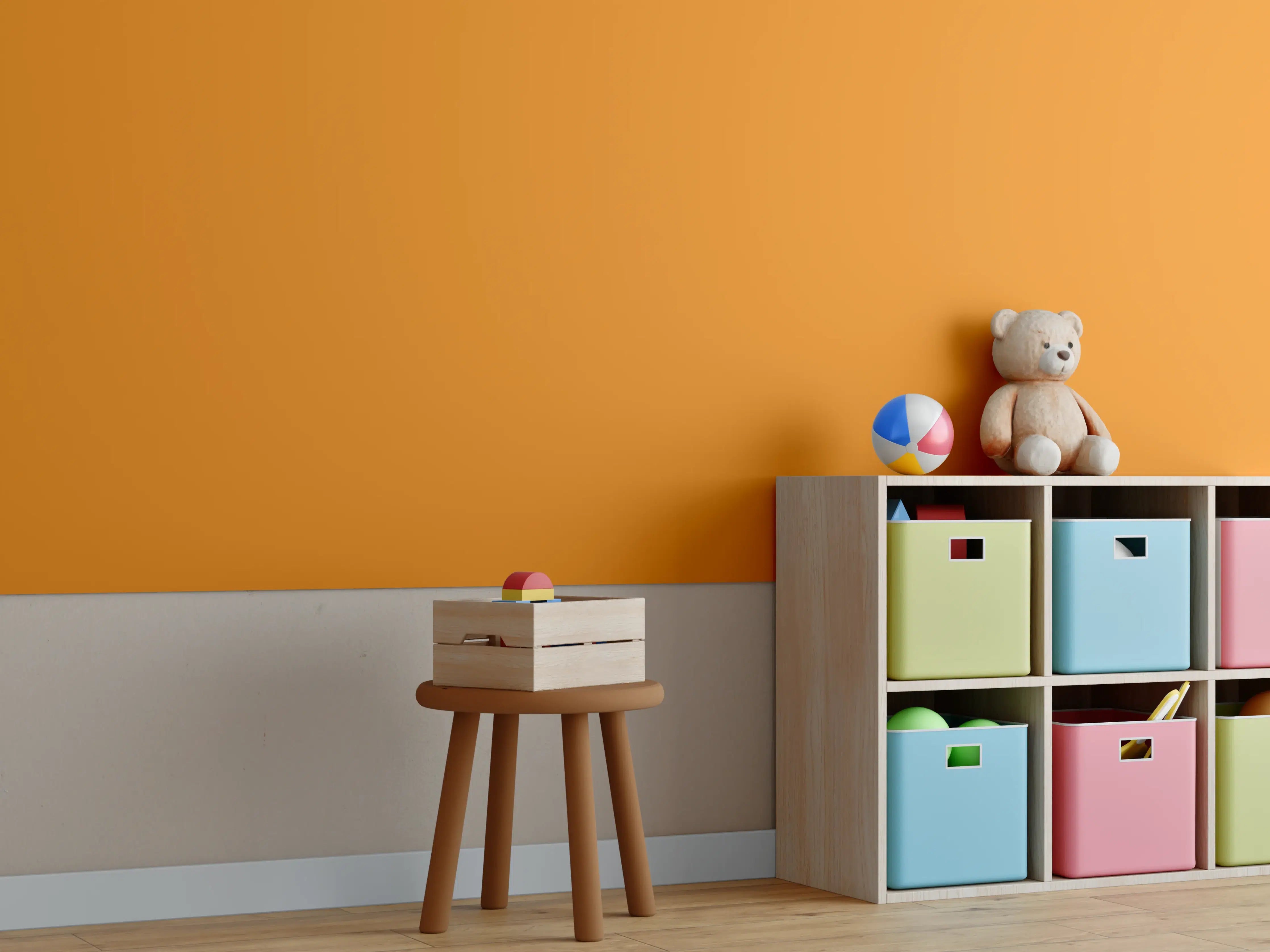 Kinderzimmer Wandgestaltung - RAL 2000 (Gelborange)