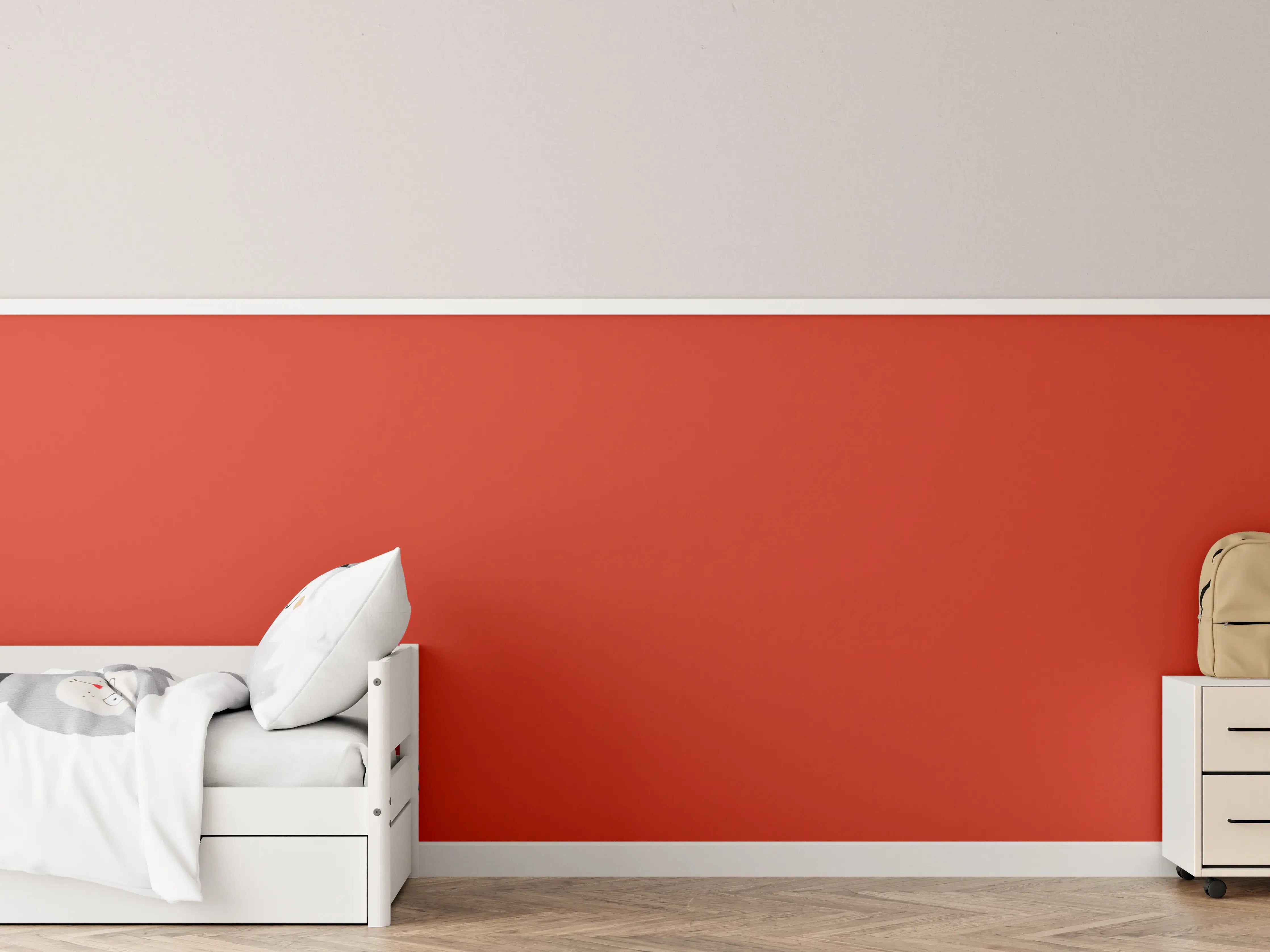 Kinderzimmer Wandgestaltung - RAL 2002 (Zinnoberrot)