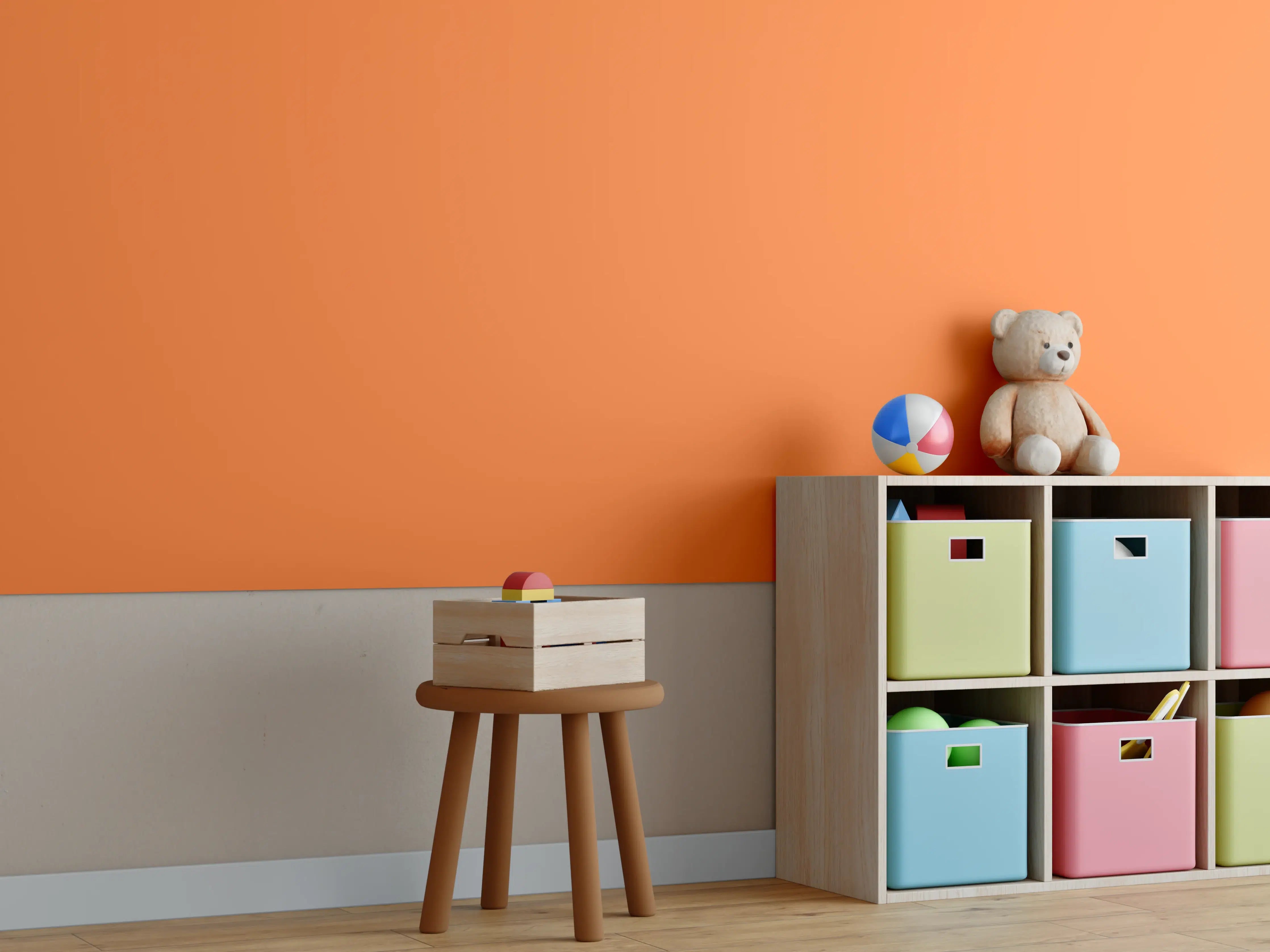 Kinderzimmer Wandgestaltung - RAL 2008 (Leuchtendes Rot-Orange)