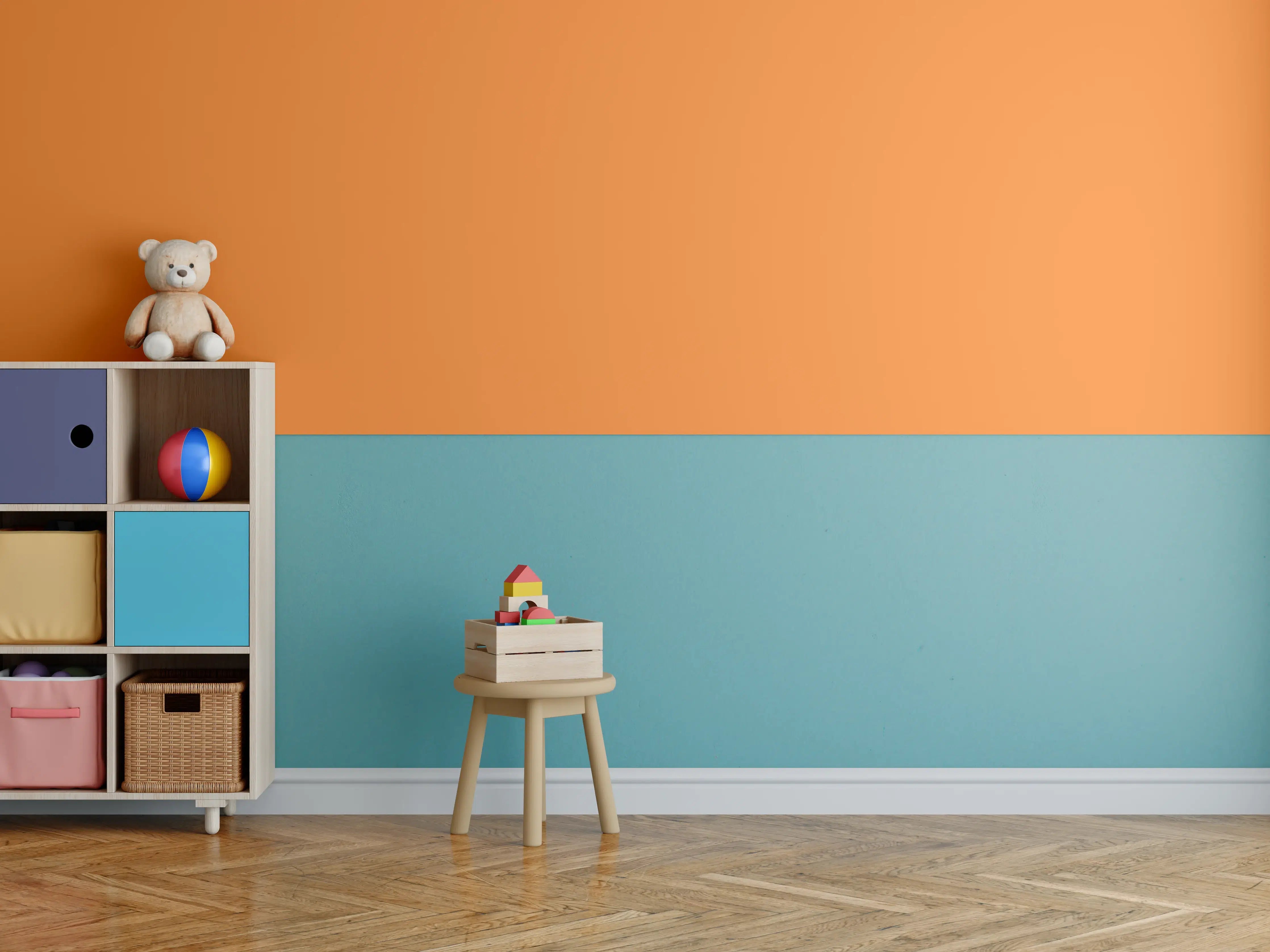Kinderzimmer Wandgestaltung - RAL 2011 (Tieforange)