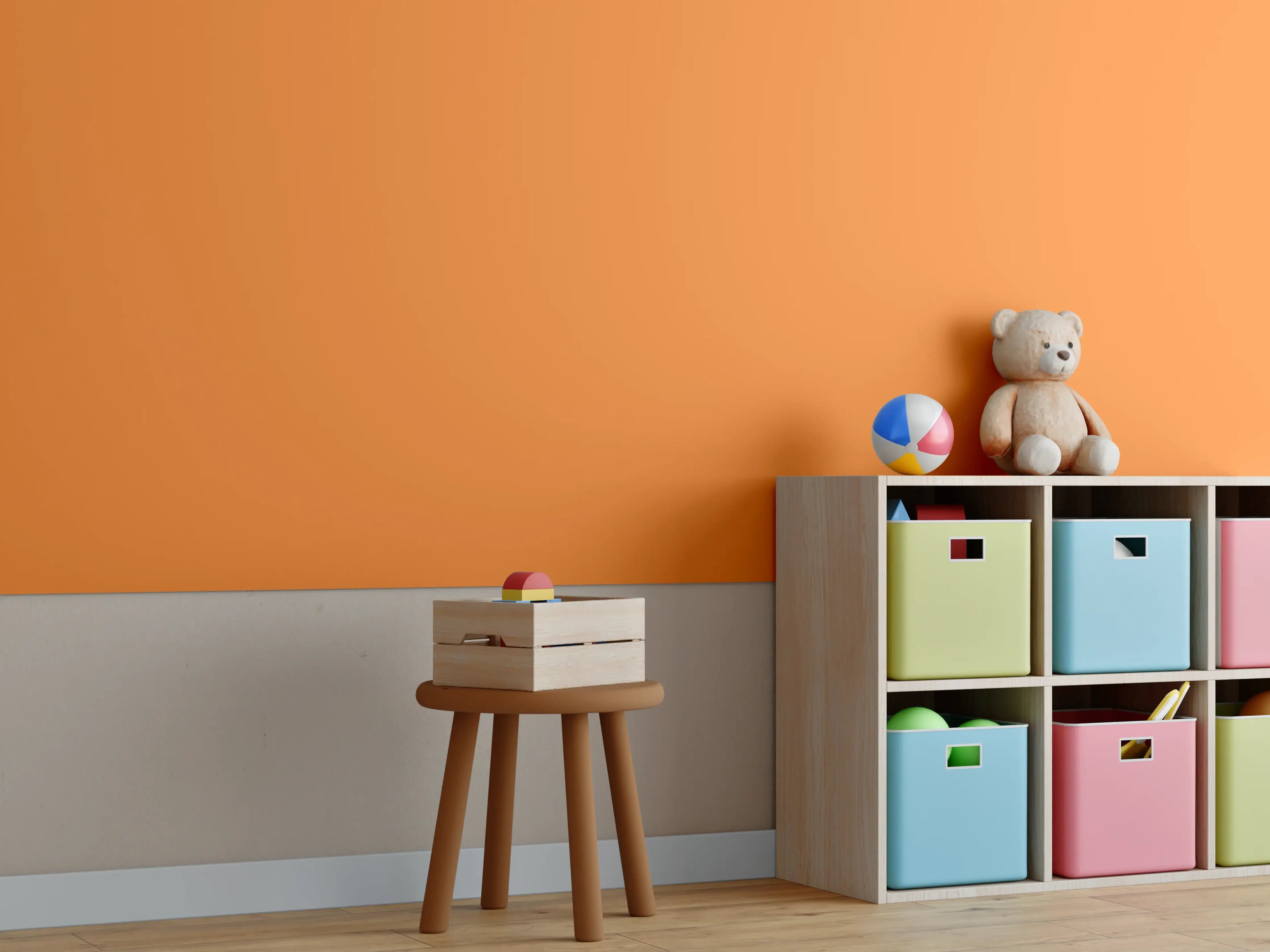 Kinderzimmer Wandgestaltung - RAL 2011 (Tieforange)