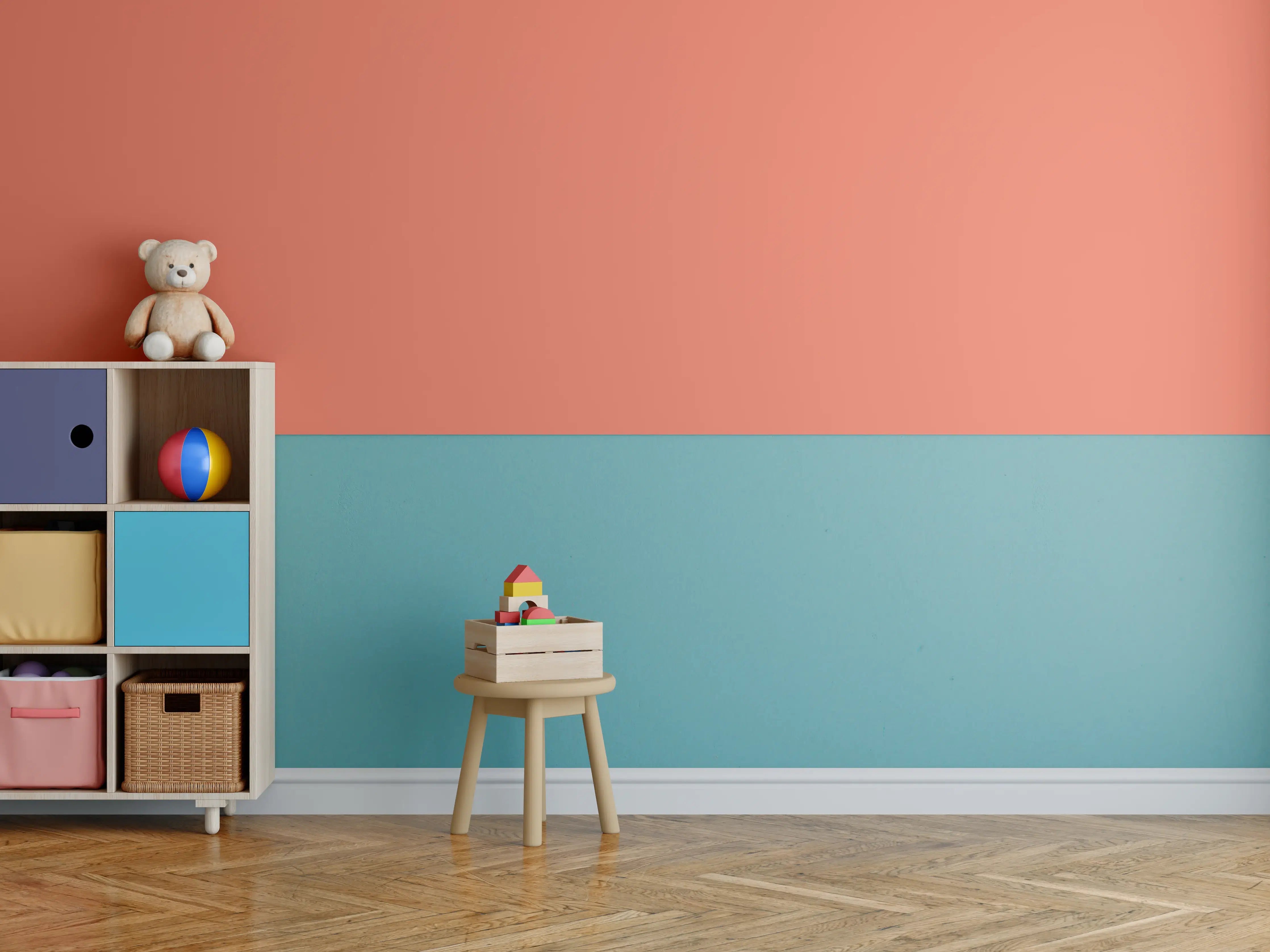 Kinderzimmer Wandgestaltung - RAL 2012 (Lachsorange)