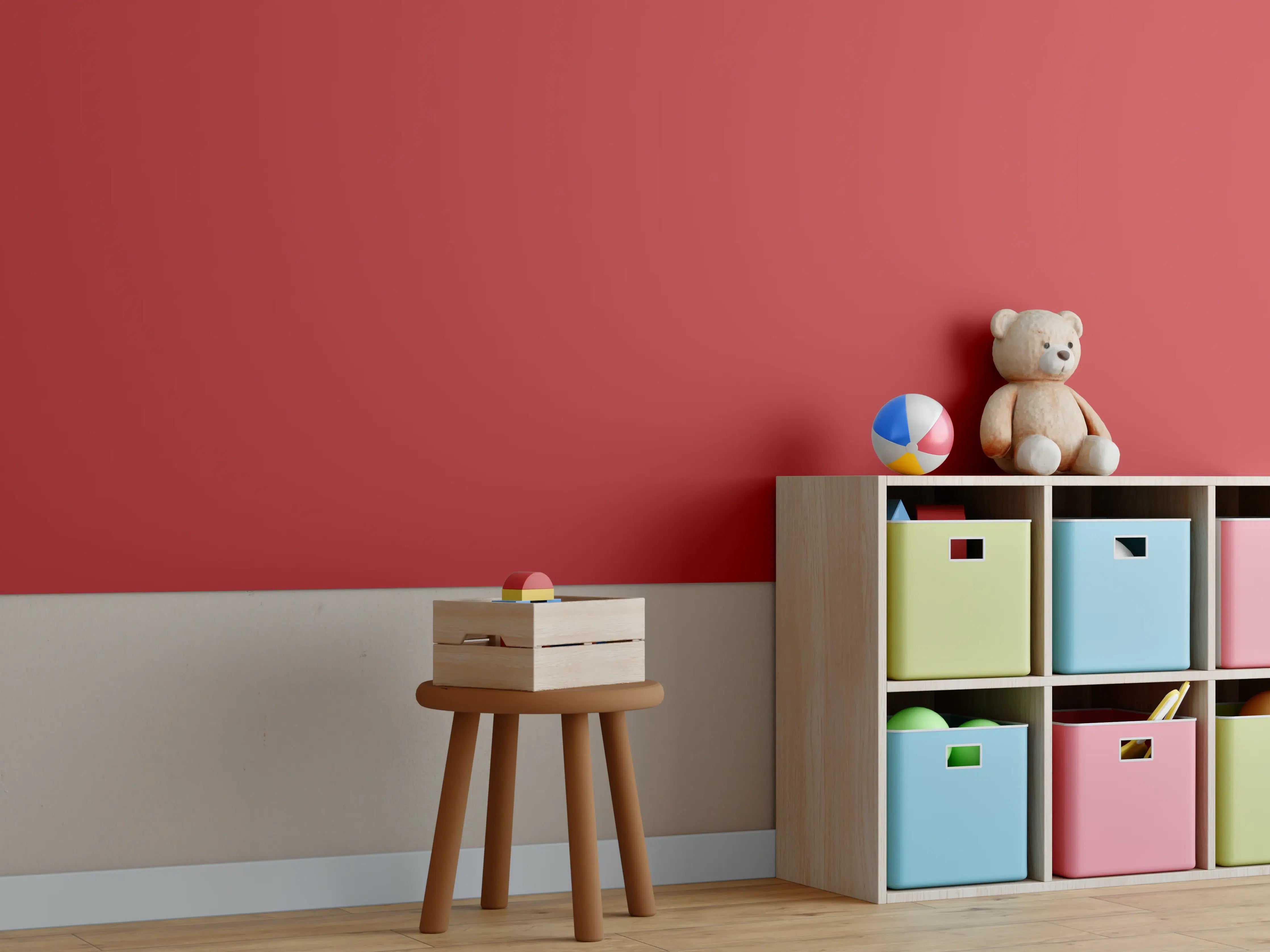 Kinderzimmer Wandgestaltung - RAL 3000 (Flammenrot)