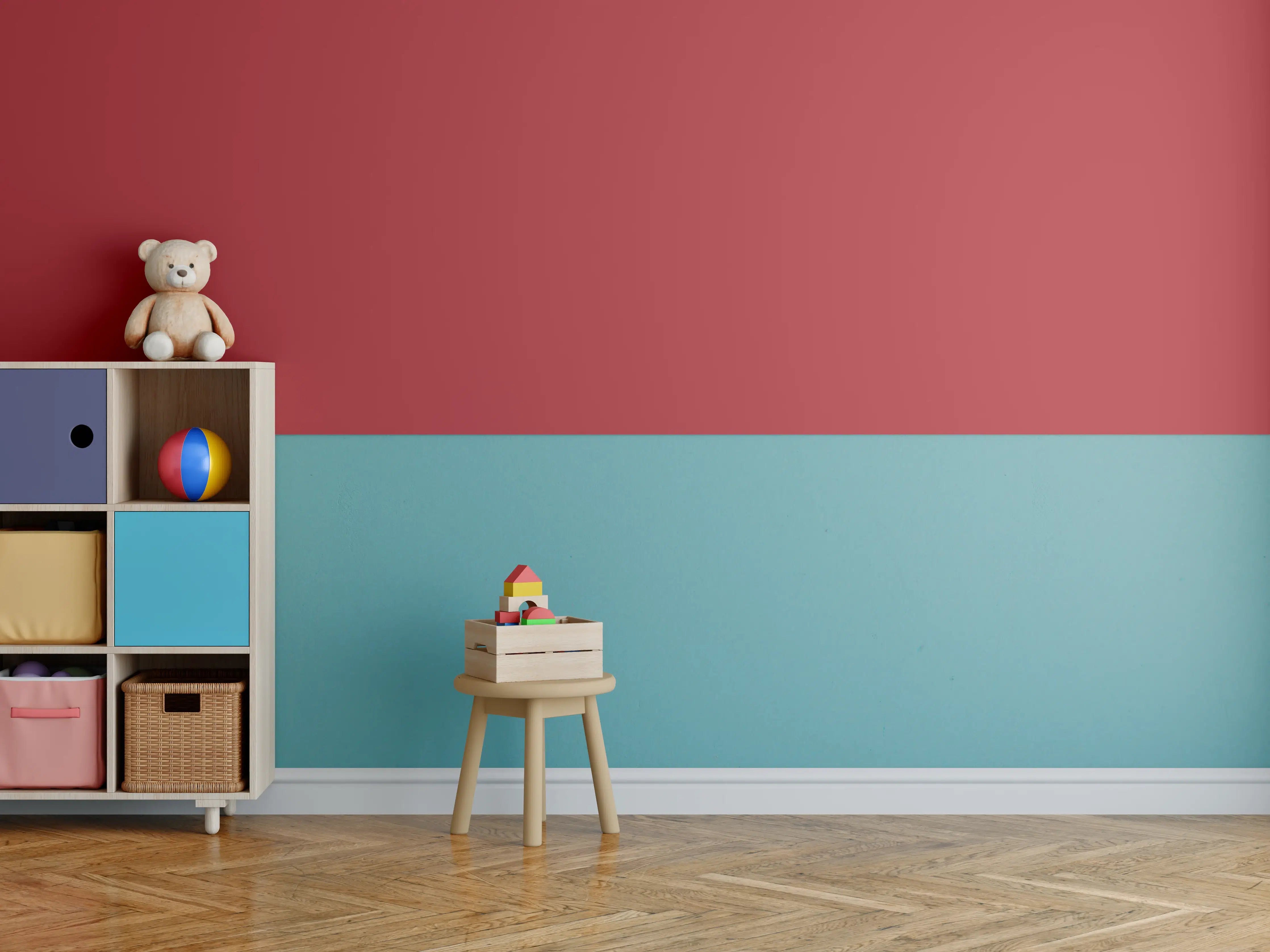 Kinderzimmer Wandgestaltung - RAL 3002 (Karminrot)