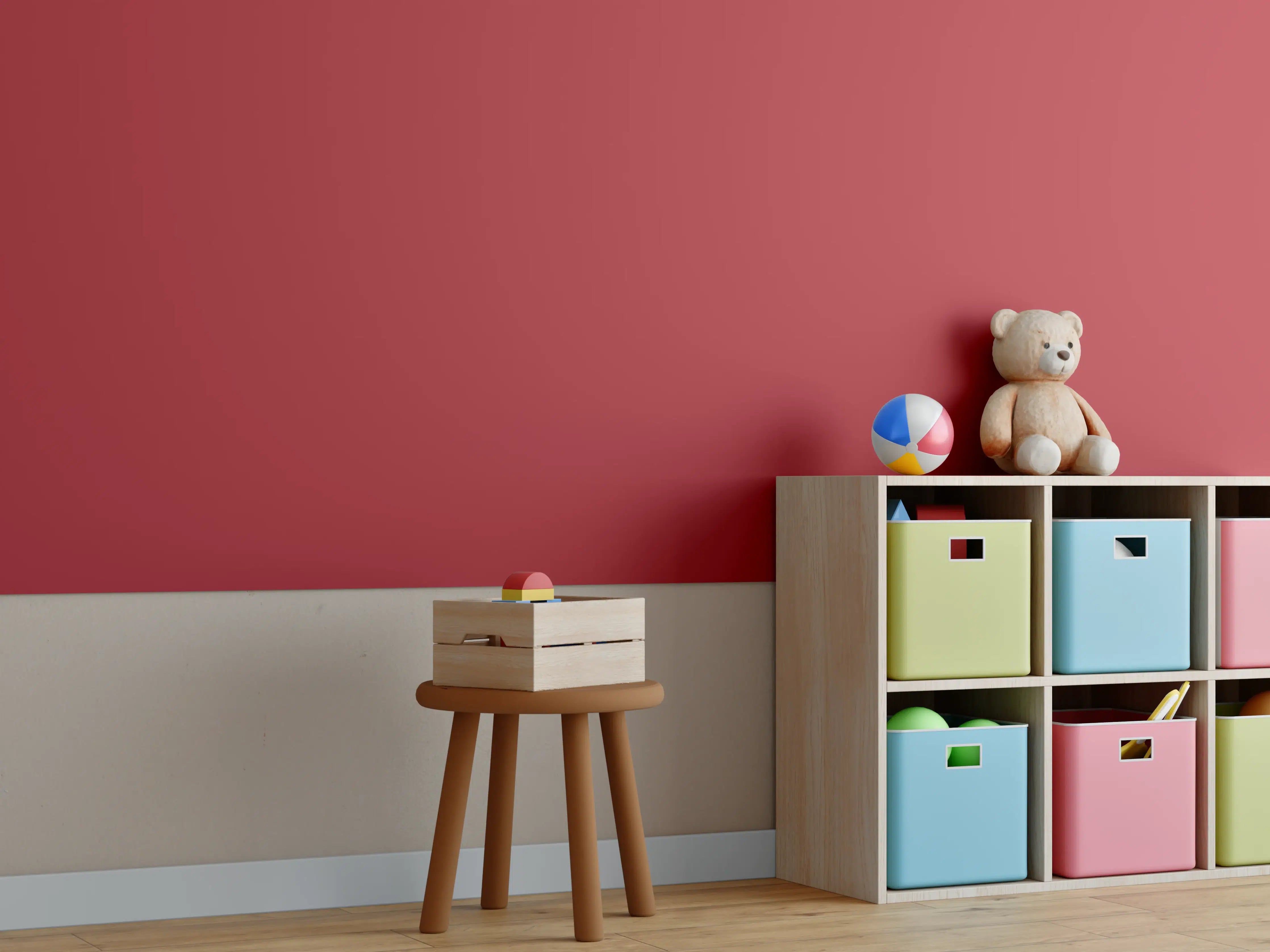 Kinderzimmer Wandgestaltung - RAL 3002 (Karminrot)