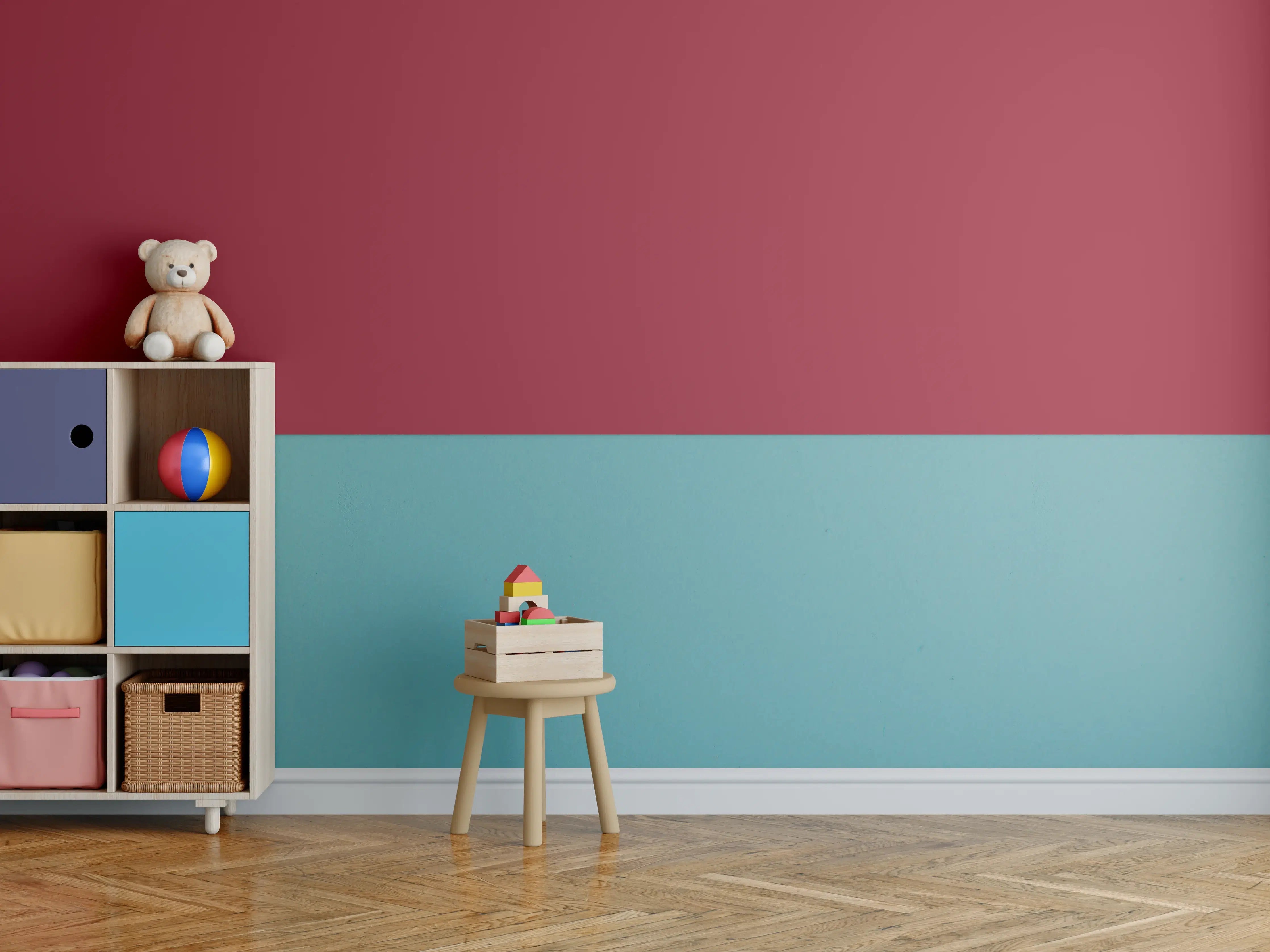 Kinderzimmer Wandgestaltung - RAL 3003 (Rubinrot)