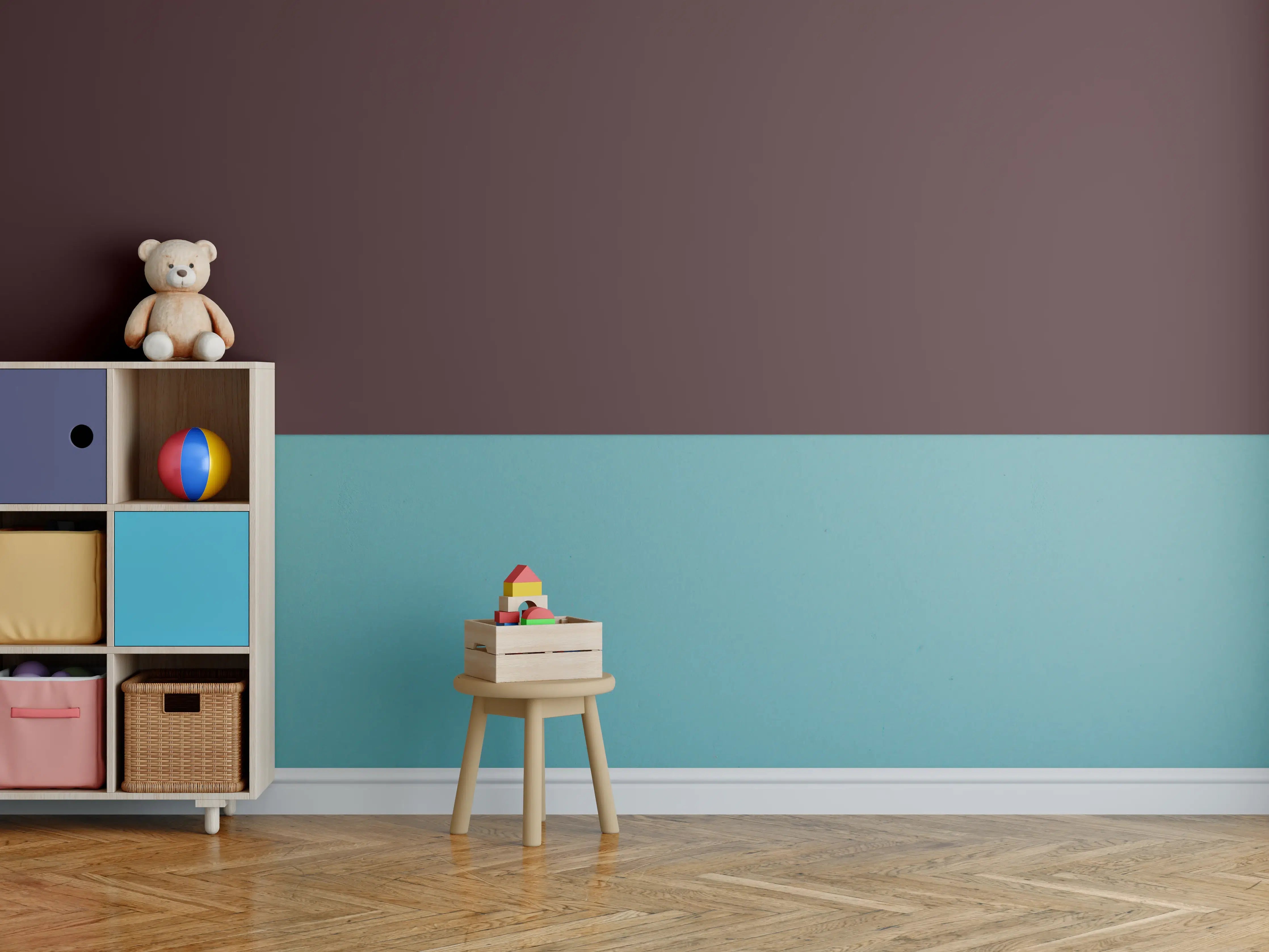 Kinderzimmer Wandgestaltung - RAL 3007 (Schwarzrot)
