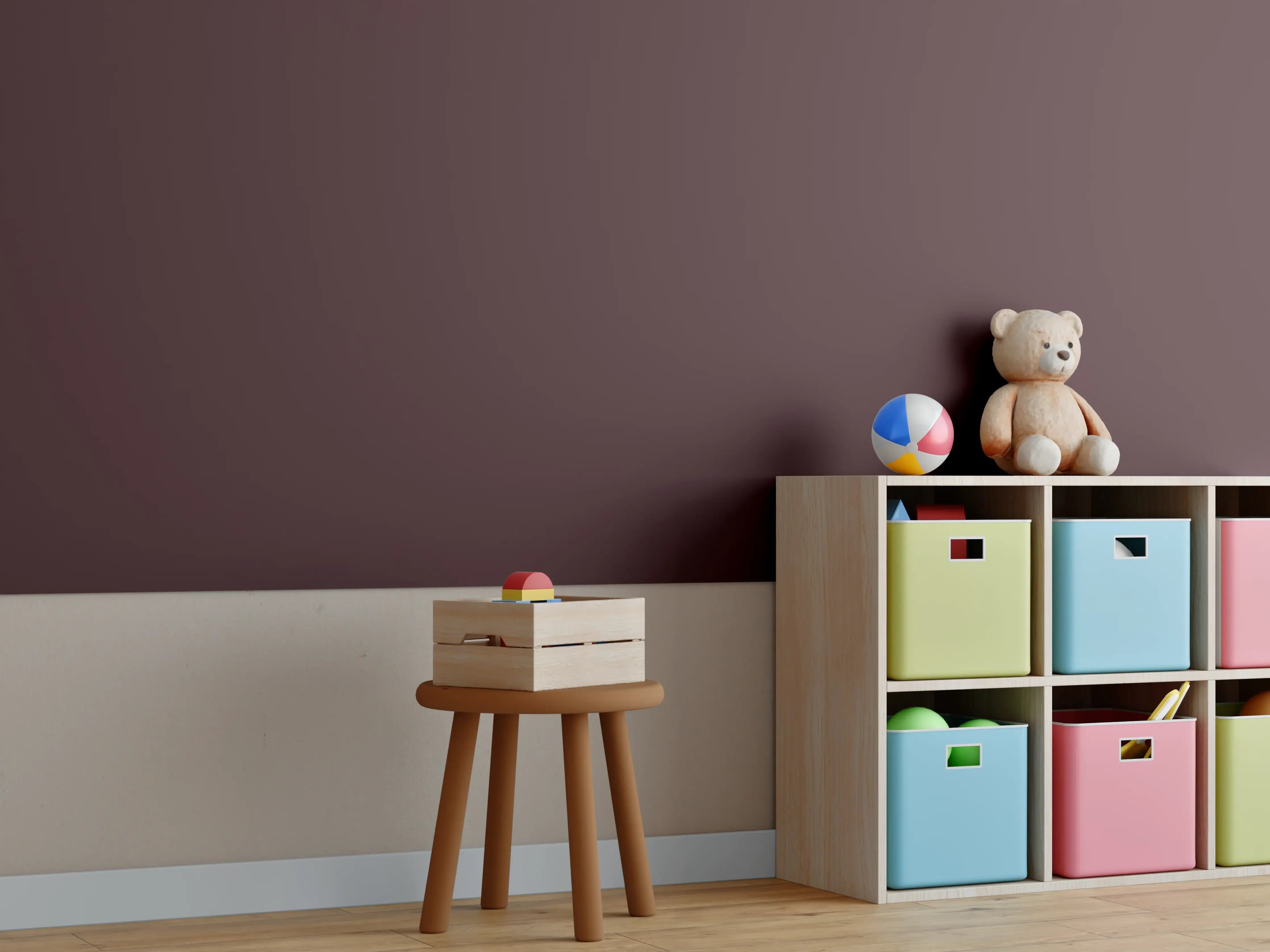 Kinderzimmer Wandgestaltung - RAL 3007 (Schwarzrot)