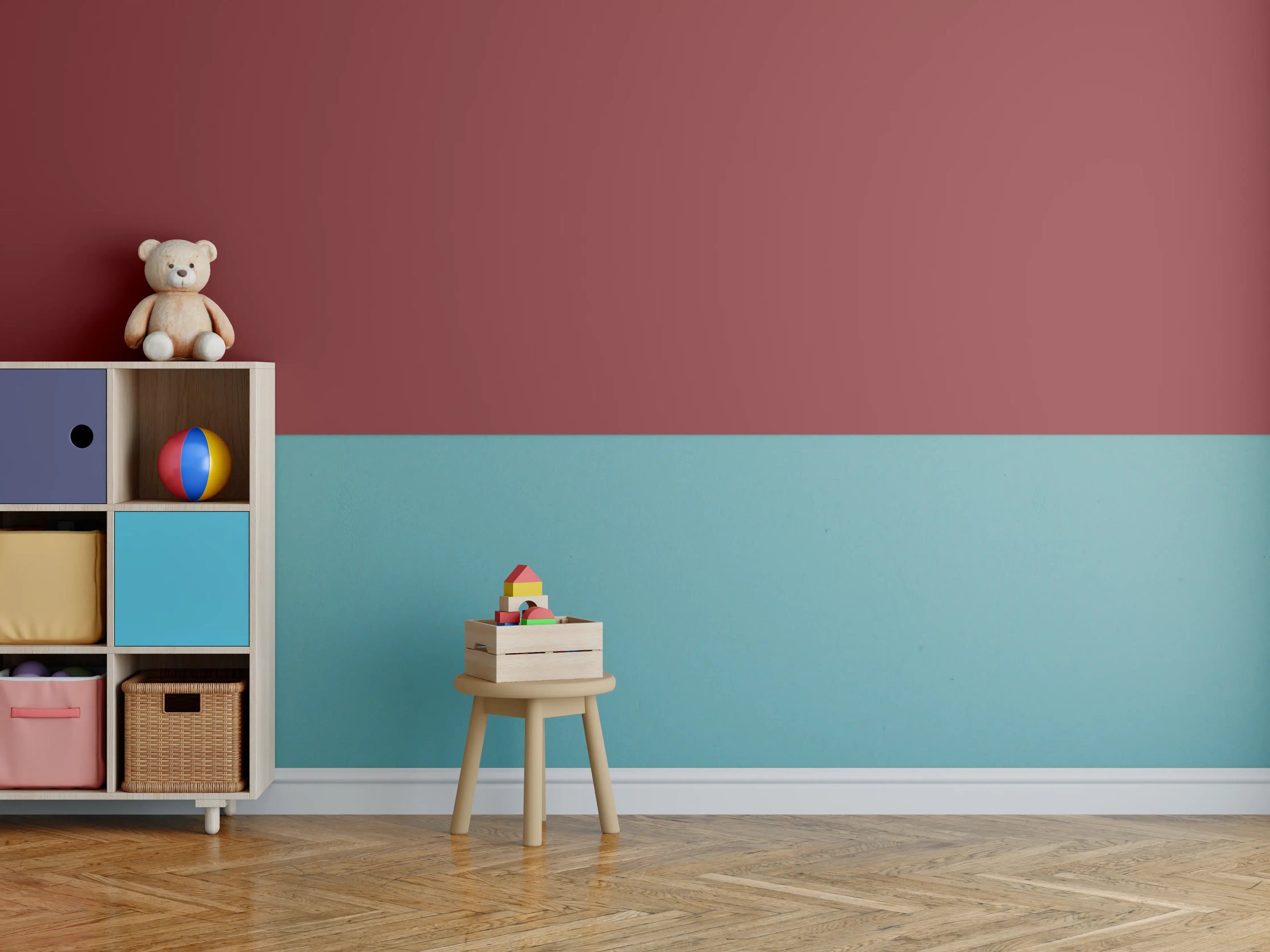 Kinderzimmer Wandgestaltung - RAL 3011 (Braunrot)