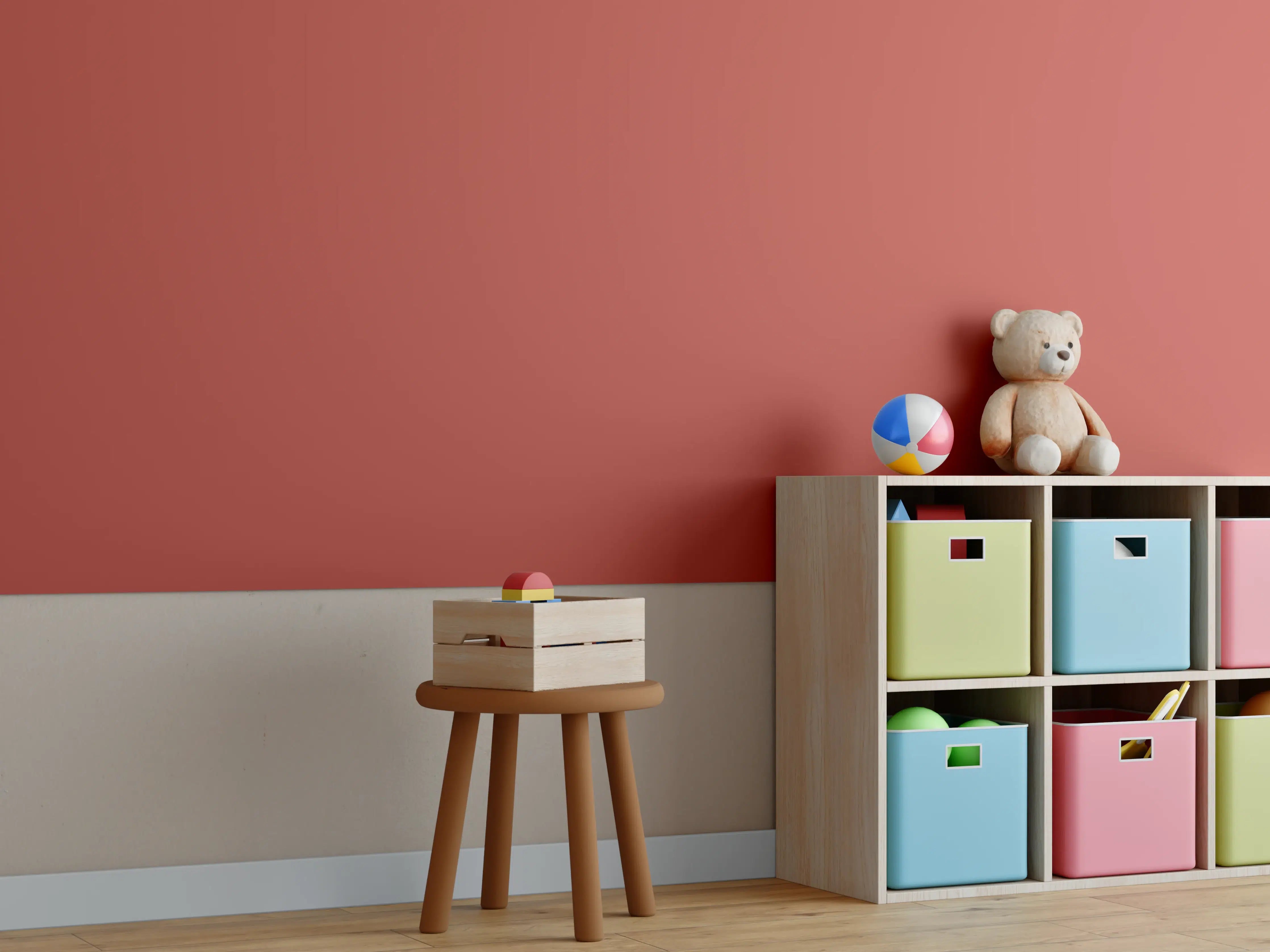 Kinderzimmer Wandgestaltung - RAL 3016 (Korallenrot)