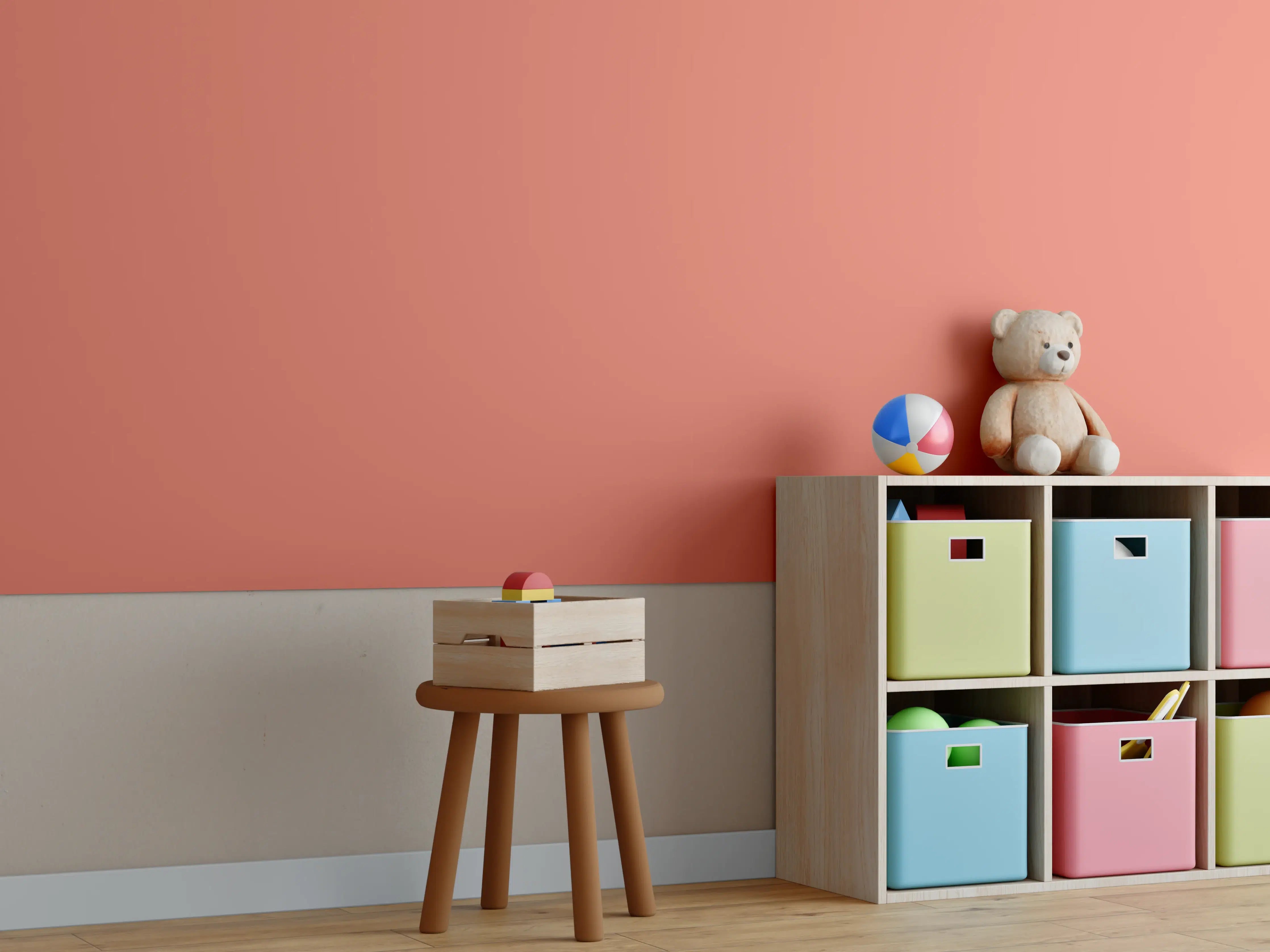 Kinderzimmer Wandgestaltung - RAL 3022 (Lachsrosa)