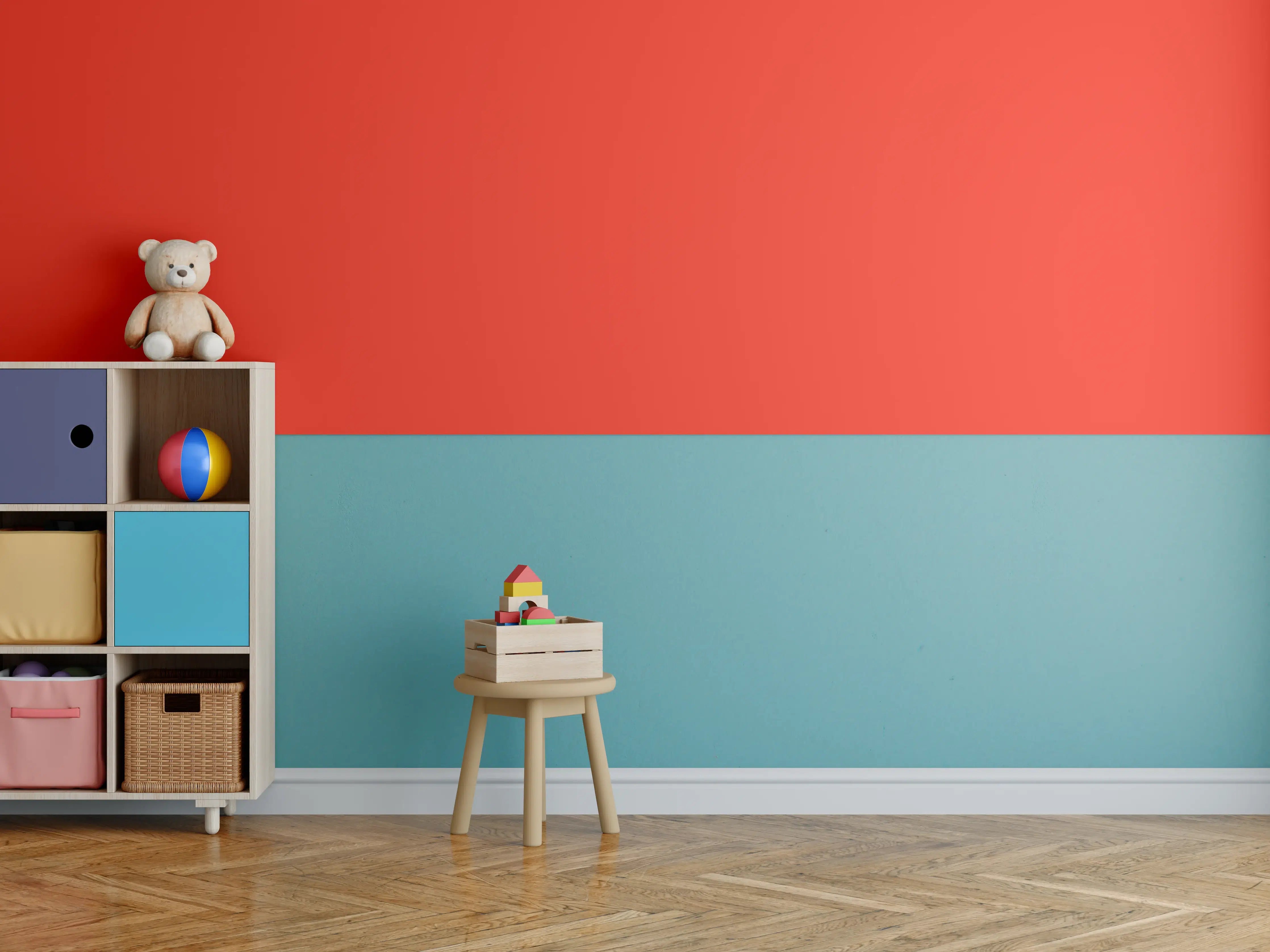 Kinderzimmer Wandgestaltung - RAL 3028 (Reines Rot)
