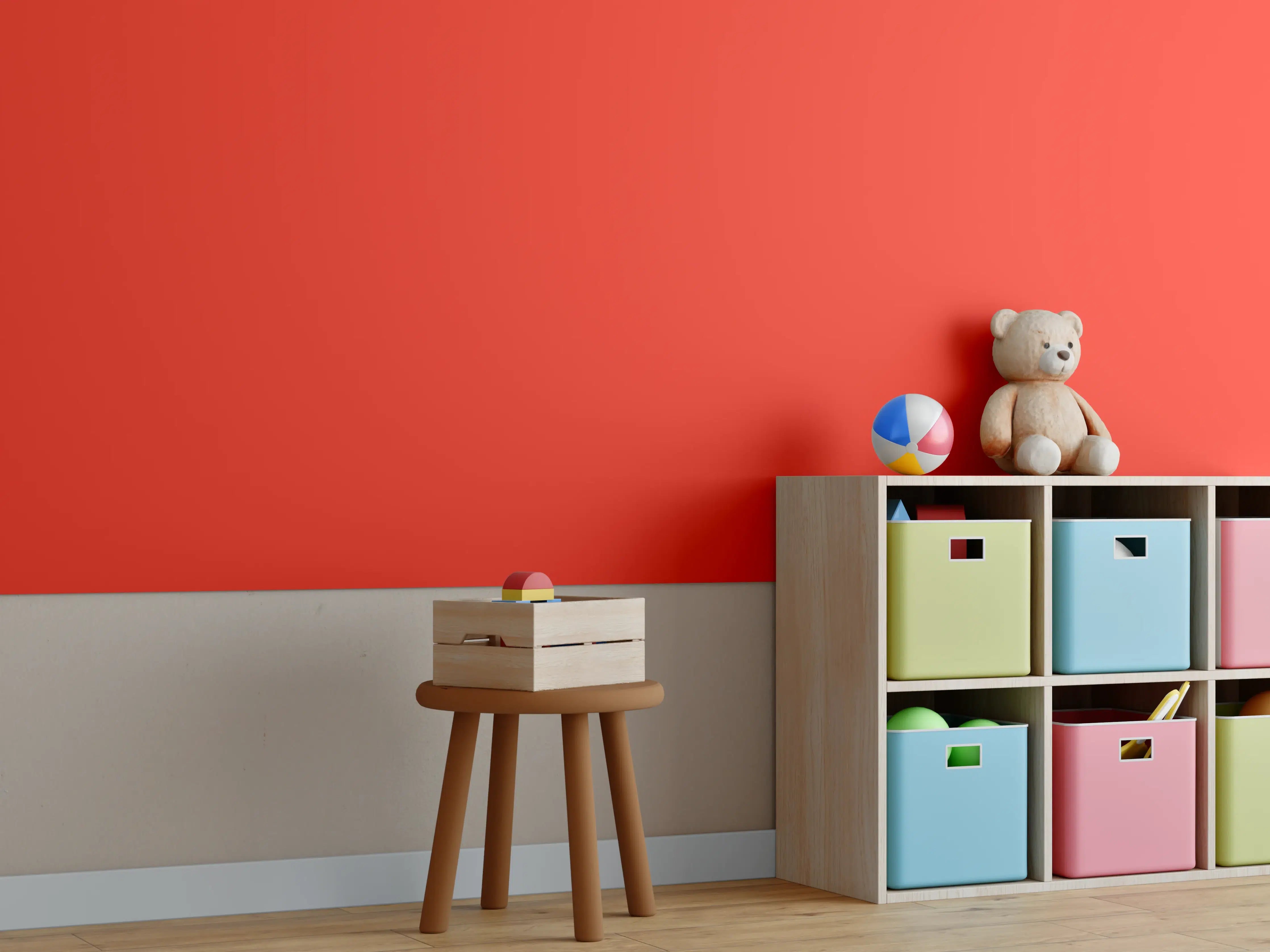 Kinderzimmer Wandgestaltung - RAL 3028 (Reines Rot)