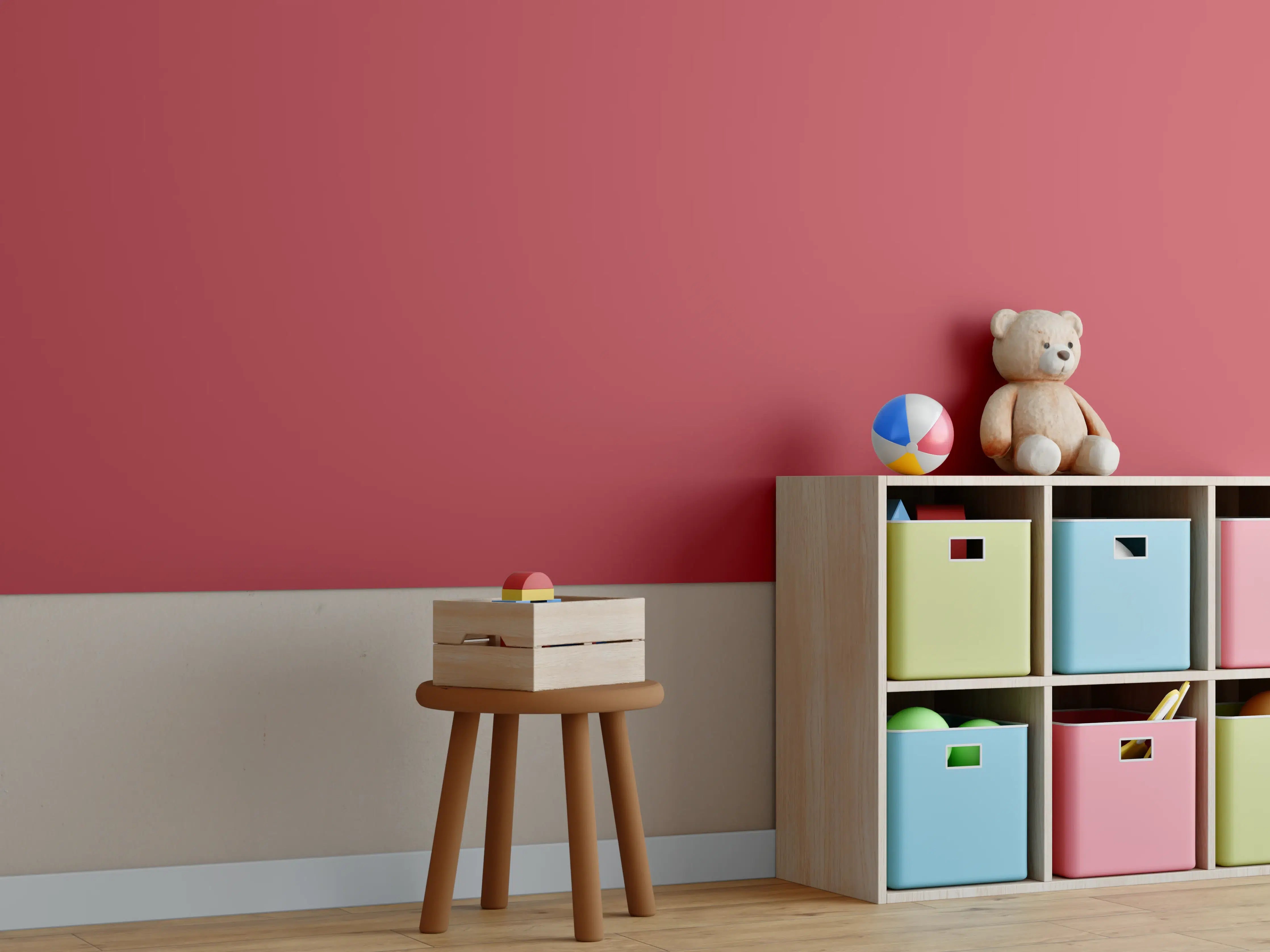 Kinderzimmer Wandgestaltung - RAL 3031 (Orientrot)