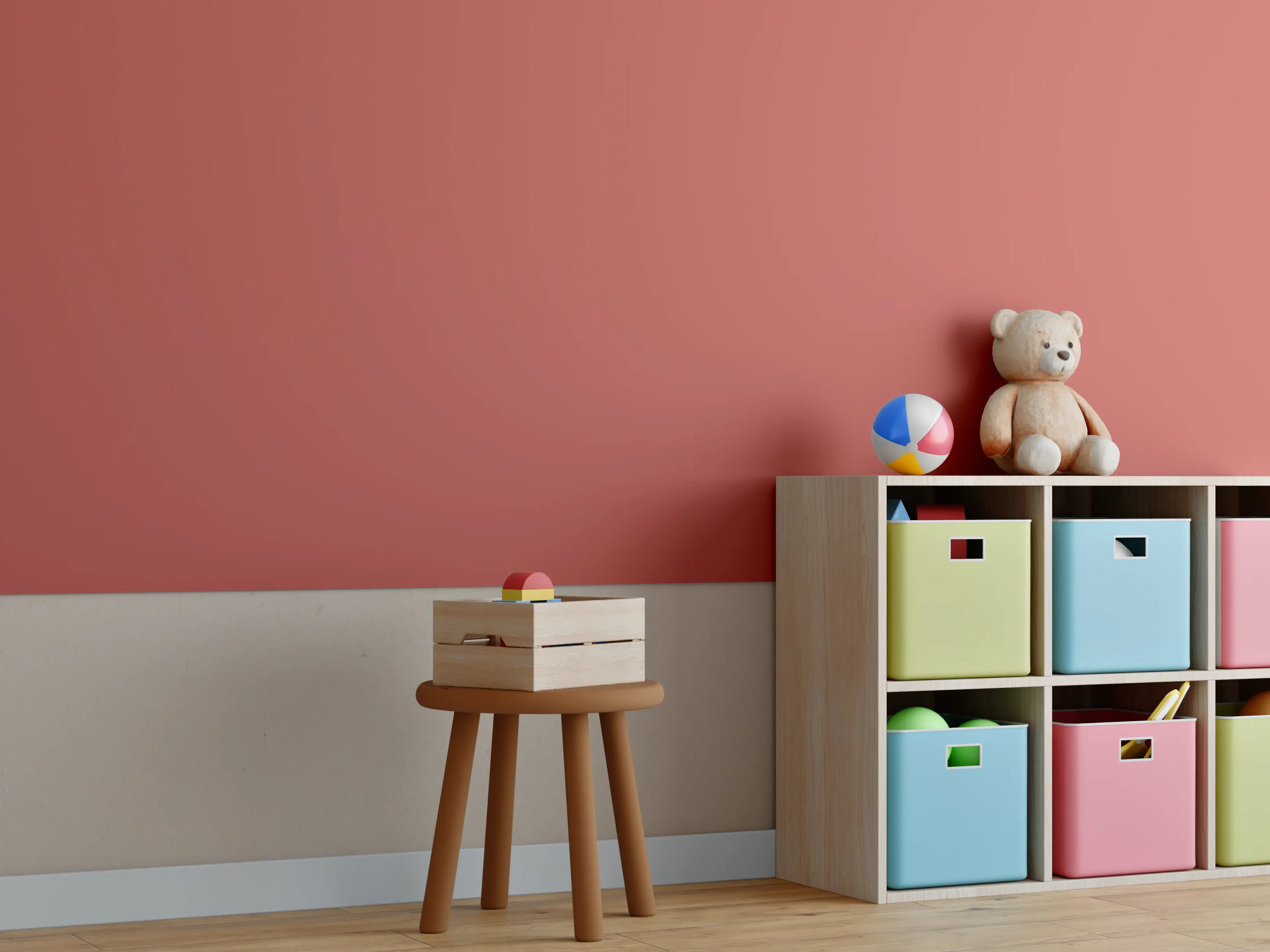 Kinderzimmer Wandgestaltung - RAL 3033 (Perlrosa)