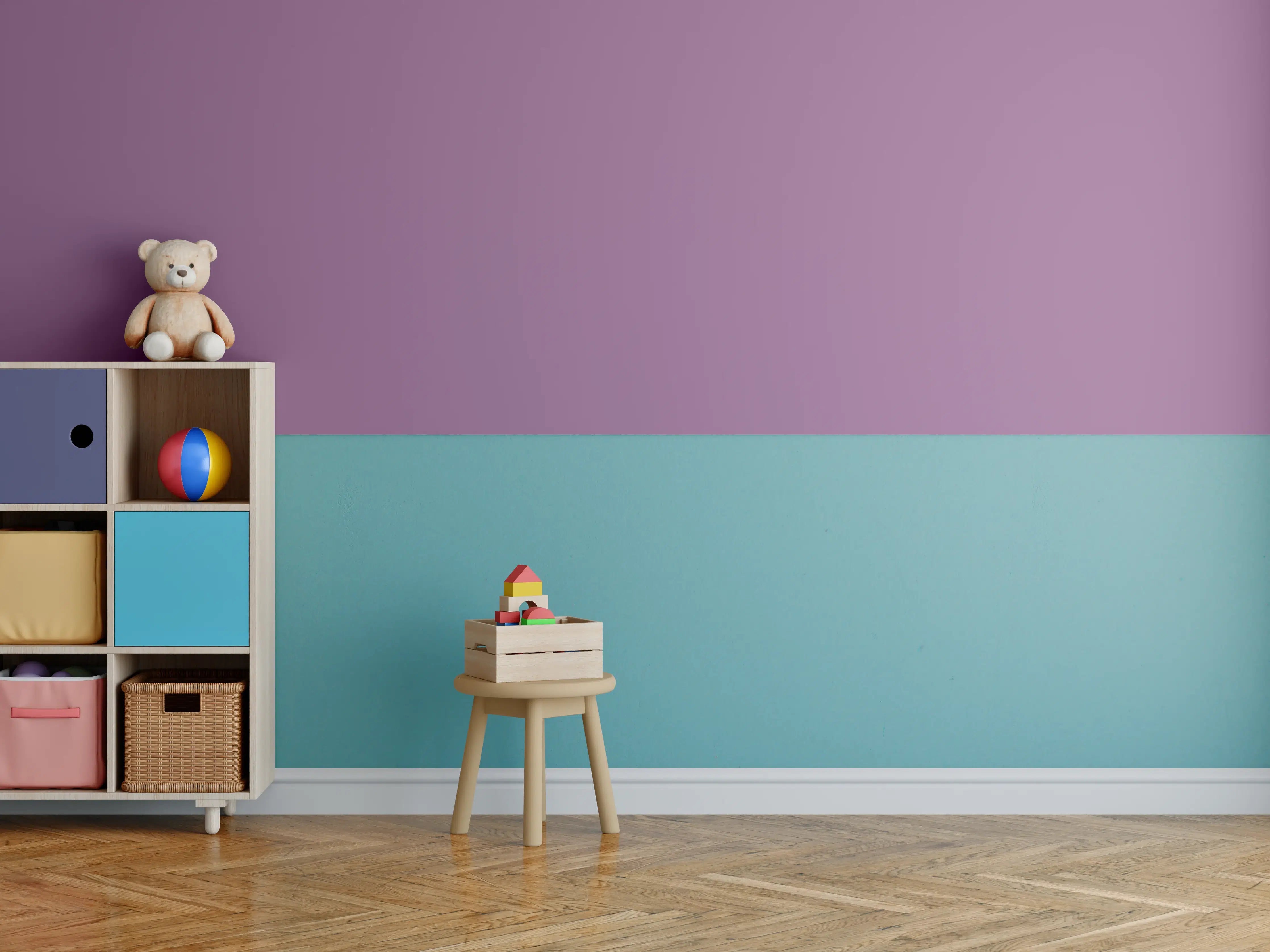 Kinderzimmer Wandgestaltung - RAL 4001 (Rotflieder)