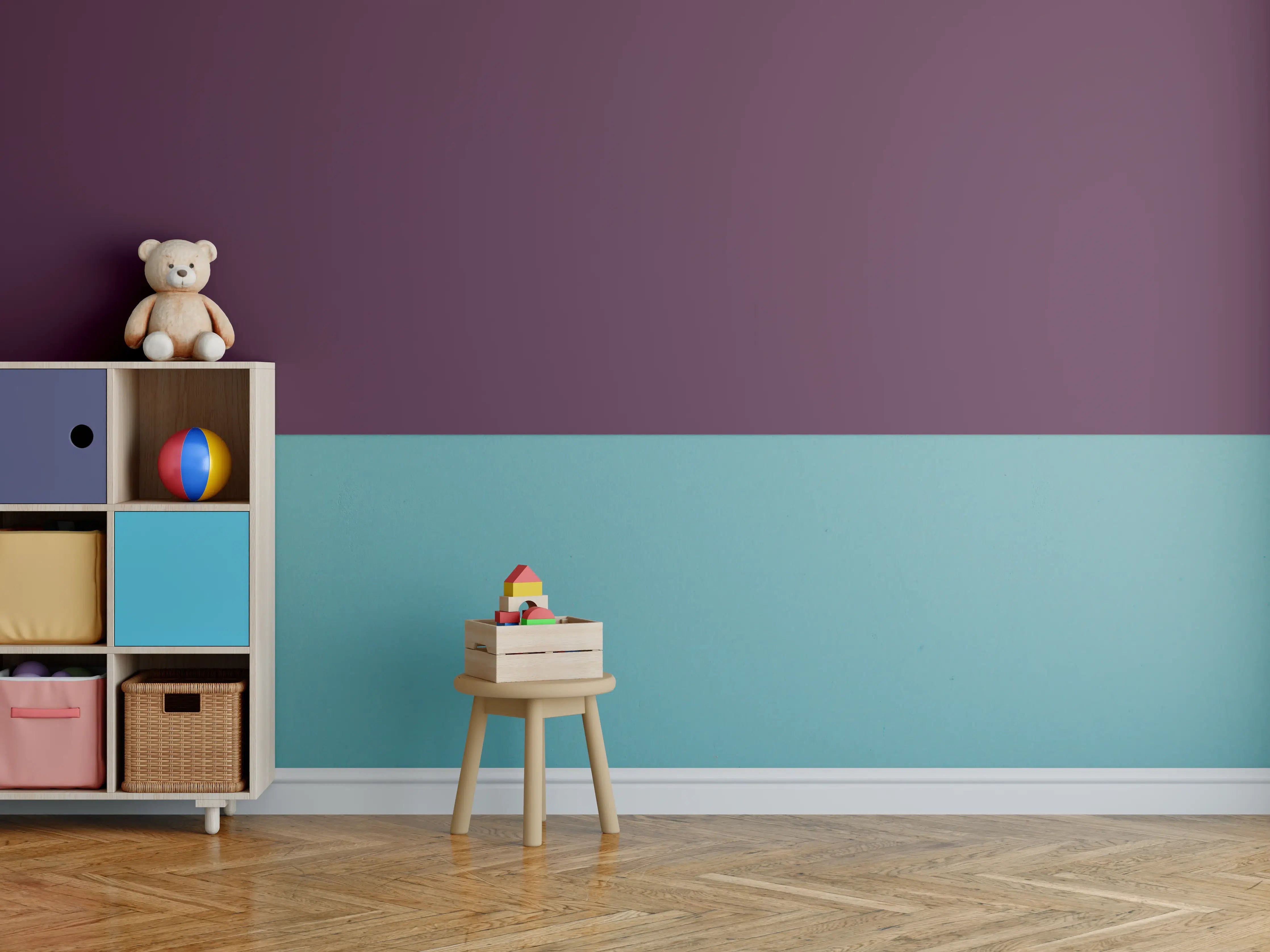 Kinderzimmer Wandgestaltung - RAL 4007 (Purpurviolett)