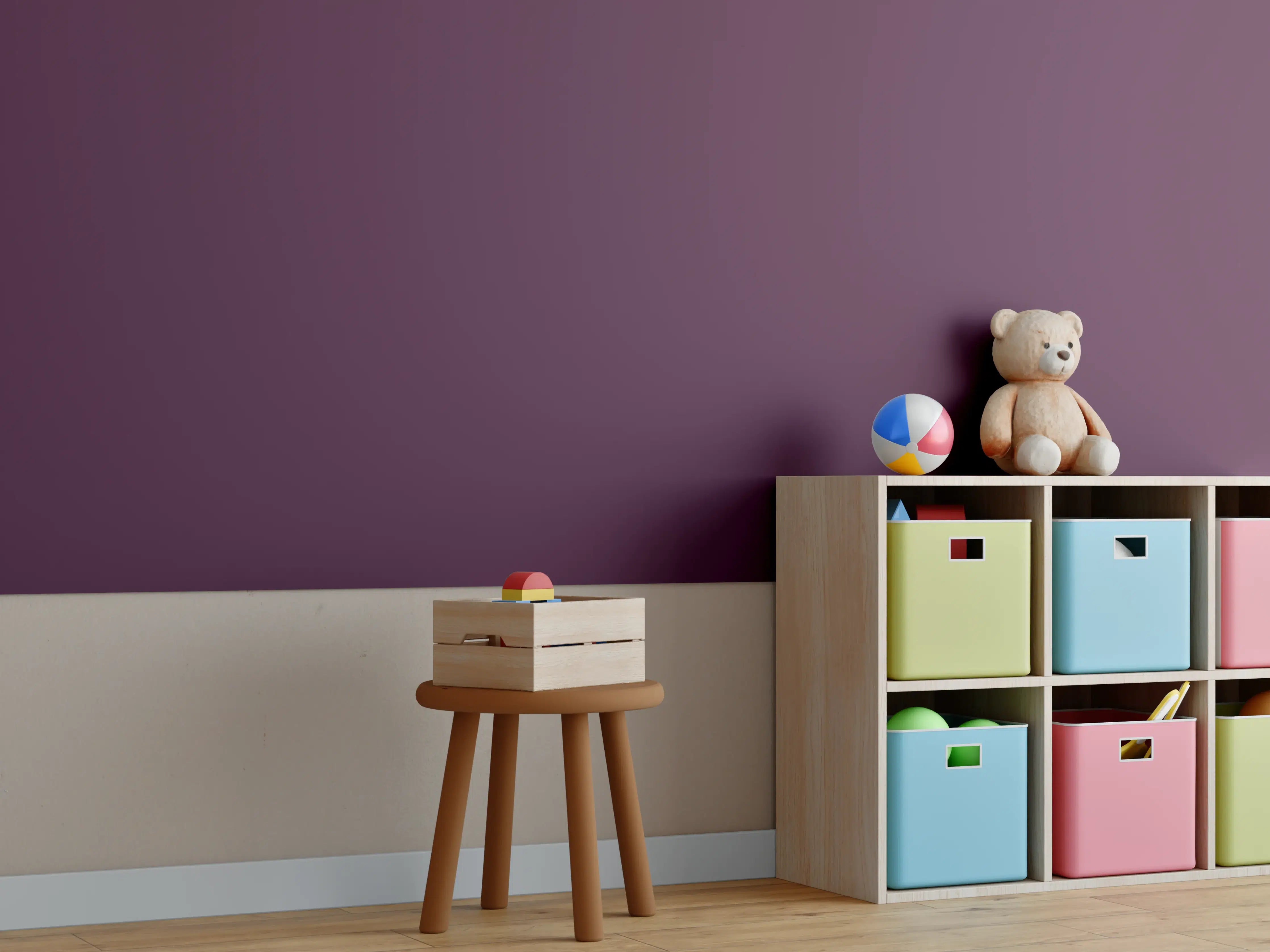 Kinderzimmer Wandgestaltung - RAL 4007 (Purpurviolett)