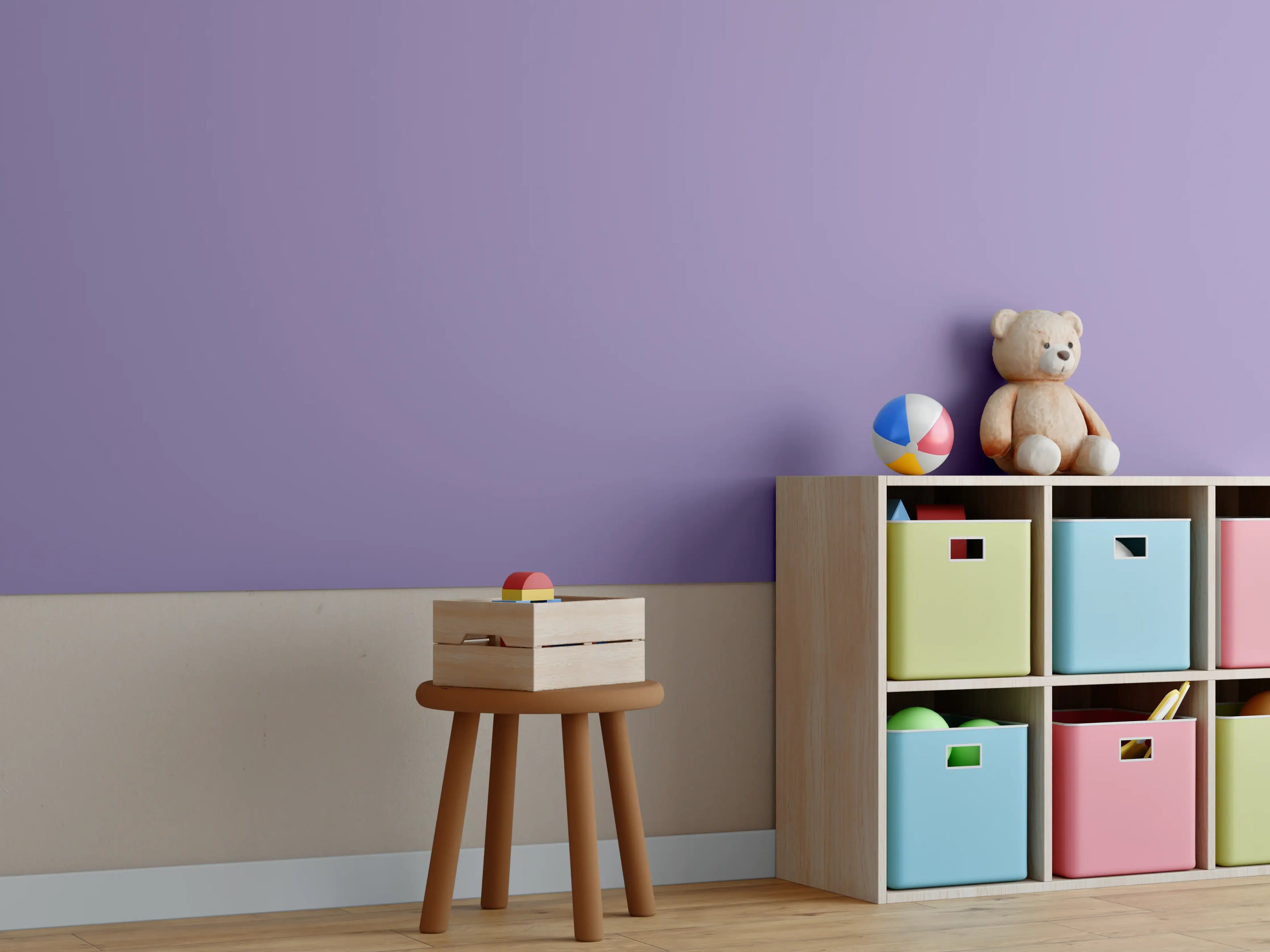 Kinderzimmer Wandgestaltung - RAL 4011 (Perlviolett)