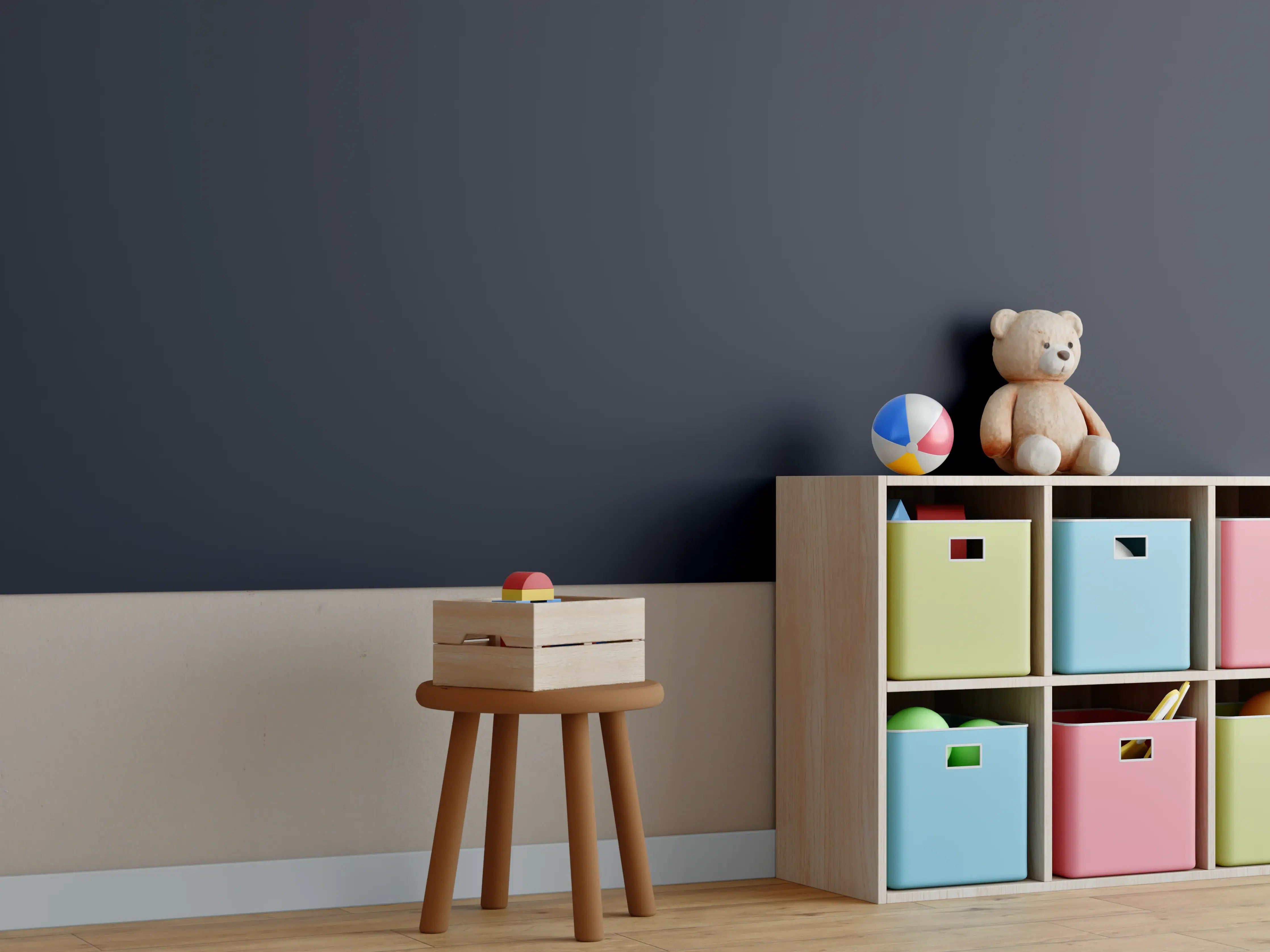 Kinderzimmer Wandgestaltung - RAL 5004 (Schwarzblau)