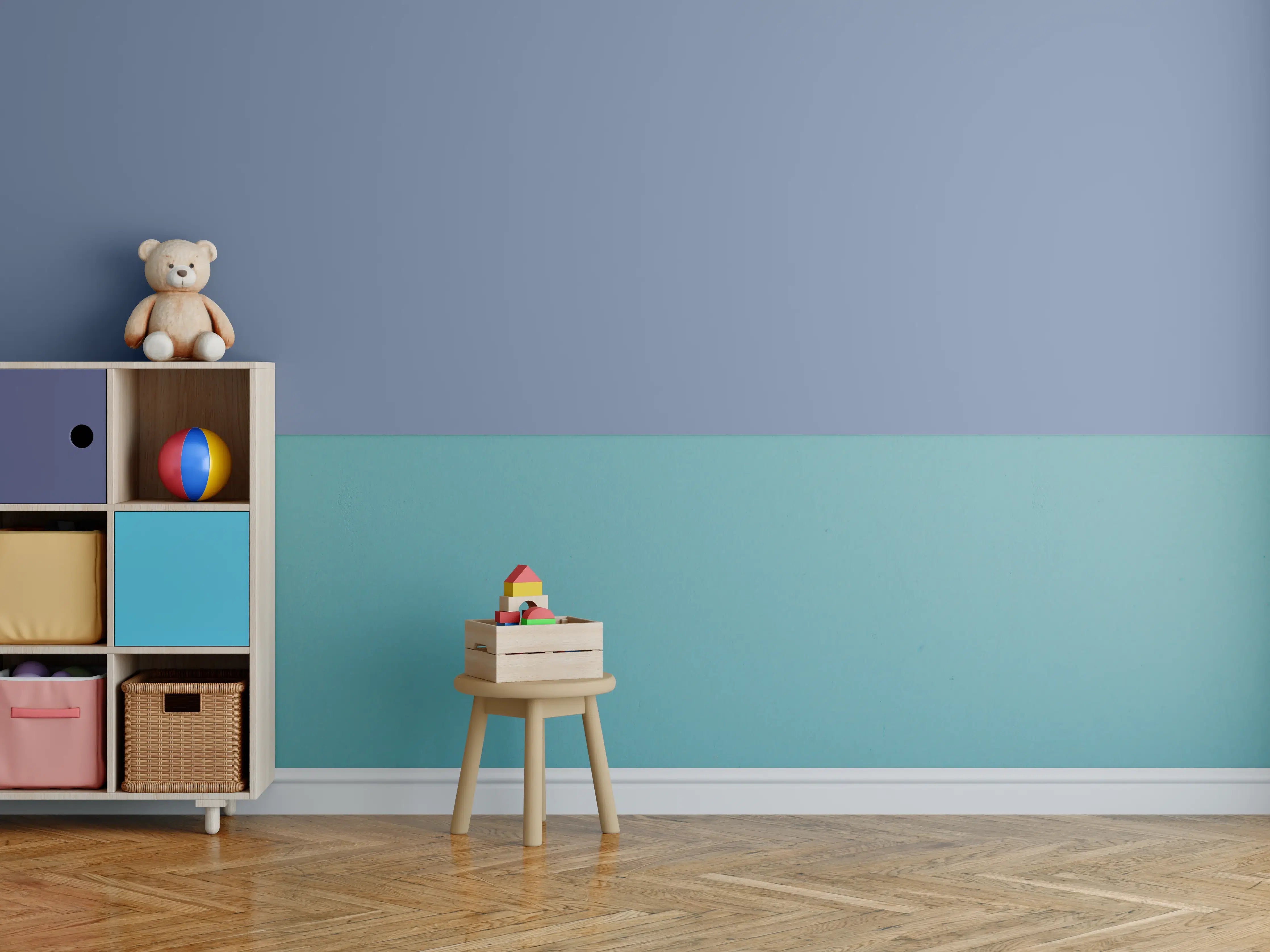 Kinderzimmer Wandgestaltung - RAL 5014 Himmelblau