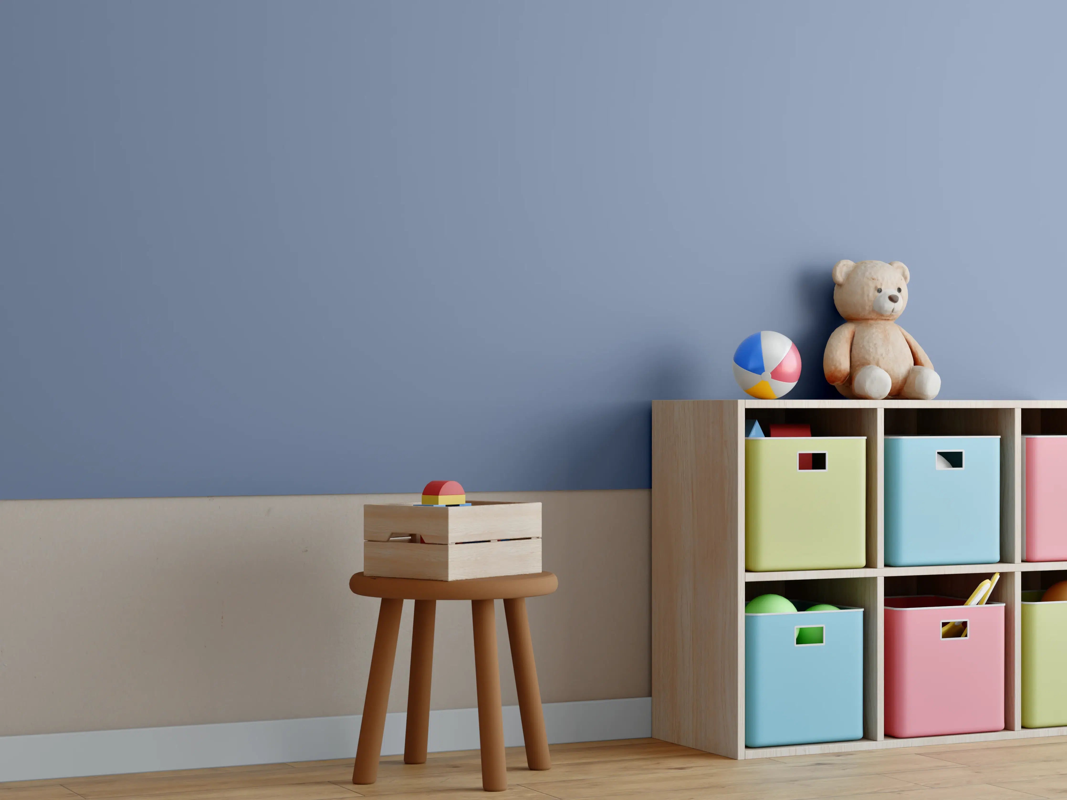 Kinderzimmer Wandgestaltung - RAL 5014 Himmelblau