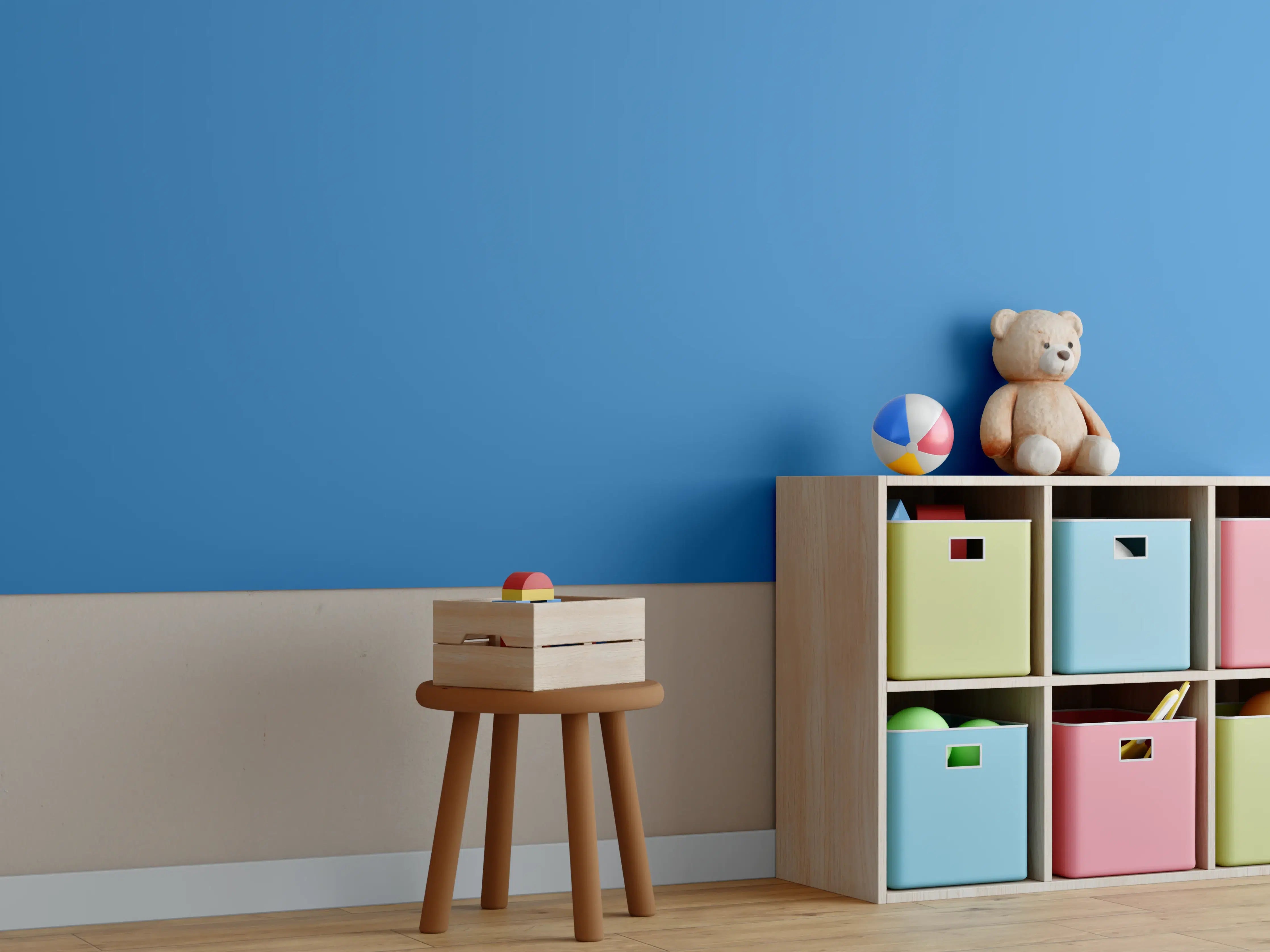 Kinderzimmer Wandgestaltung - RAL 5015 (Himmelblau)