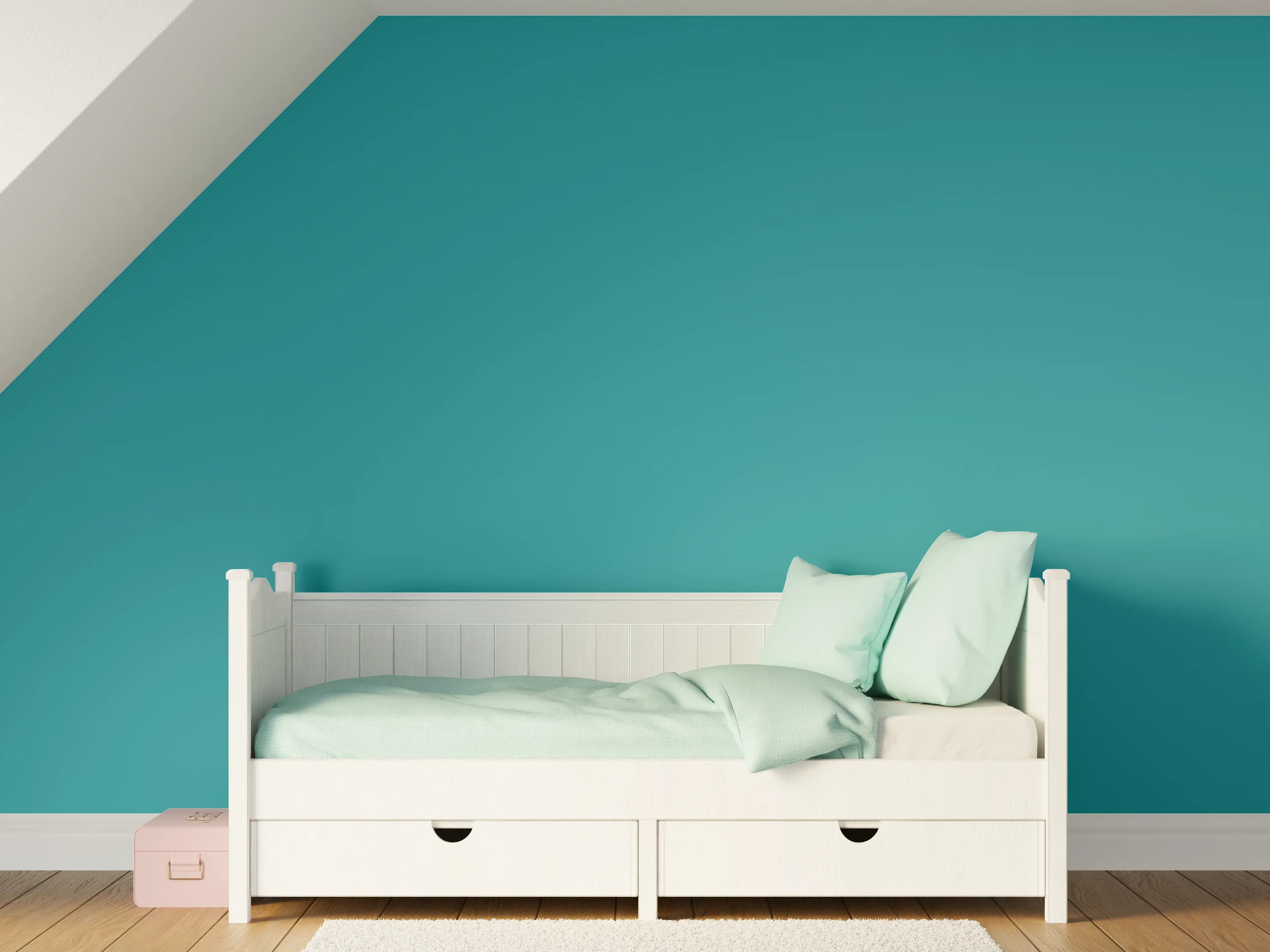 Kinderzimmer Wandgestaltung - RAL 5018 (Türkisblau)