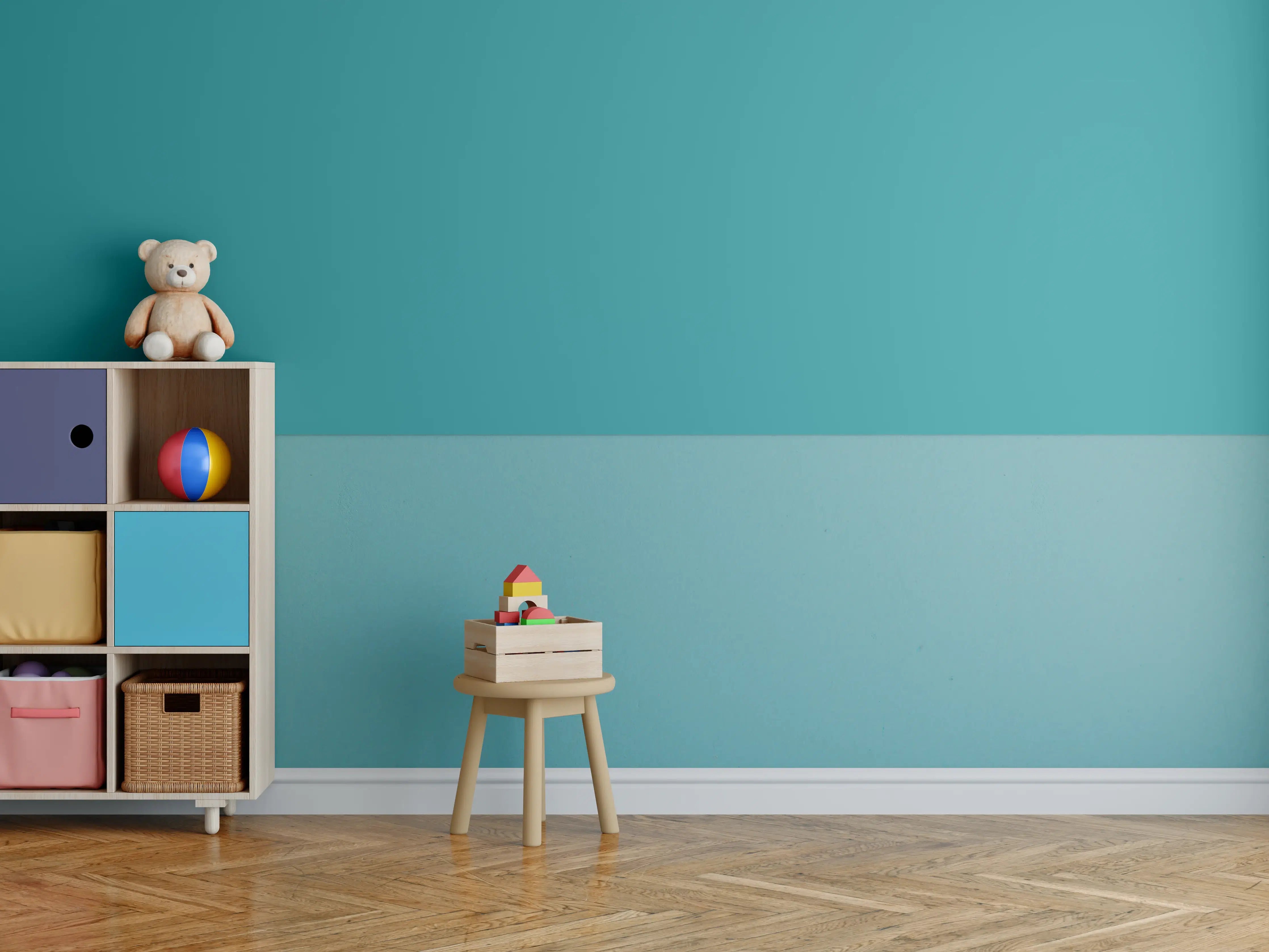 Kinderzimmer Wandgestaltung - RAL 5018 (Türkisblau)