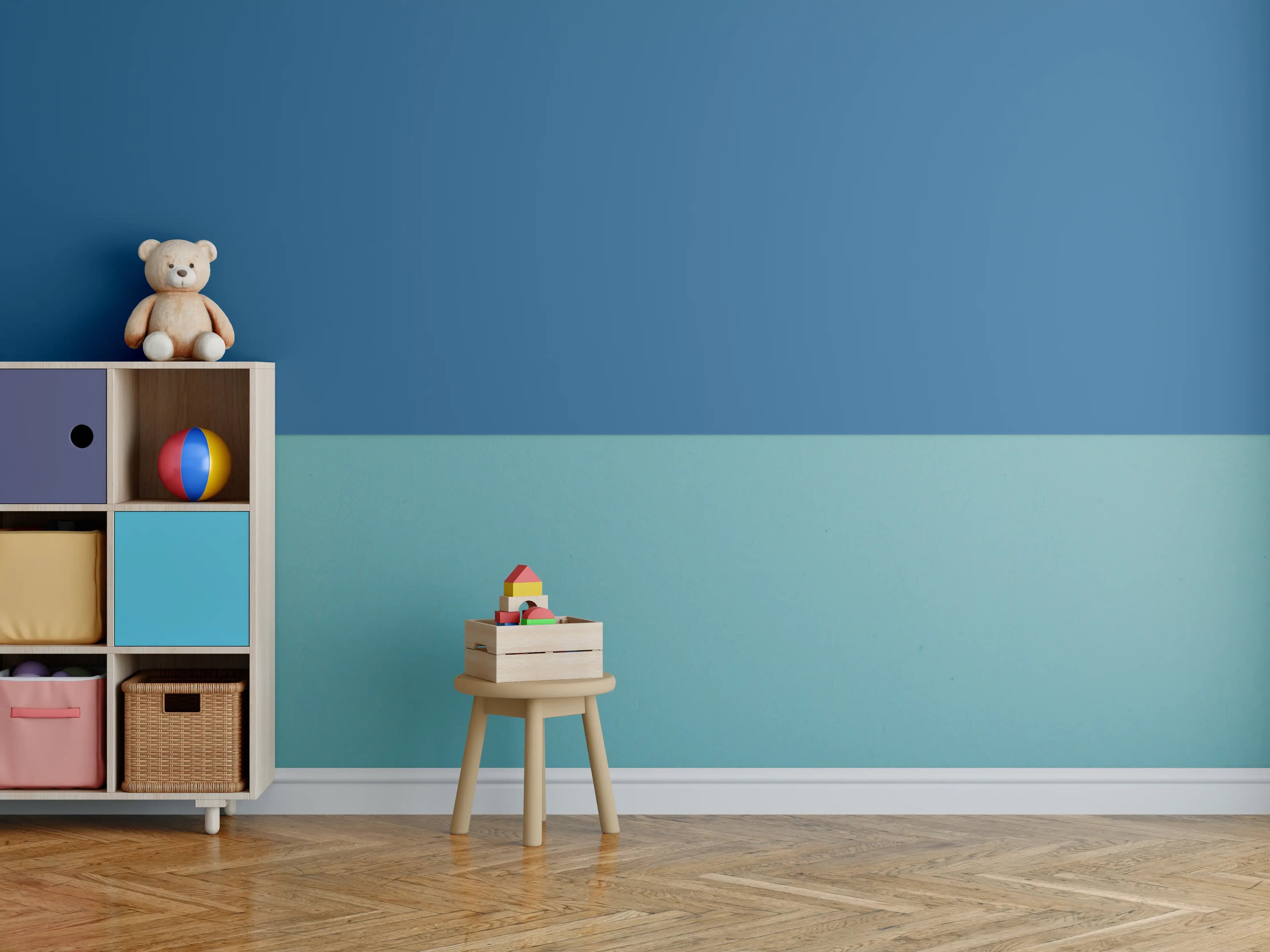 Kinderzimmer Wandgestaltung - RAL 5019 (Capri-Blau)