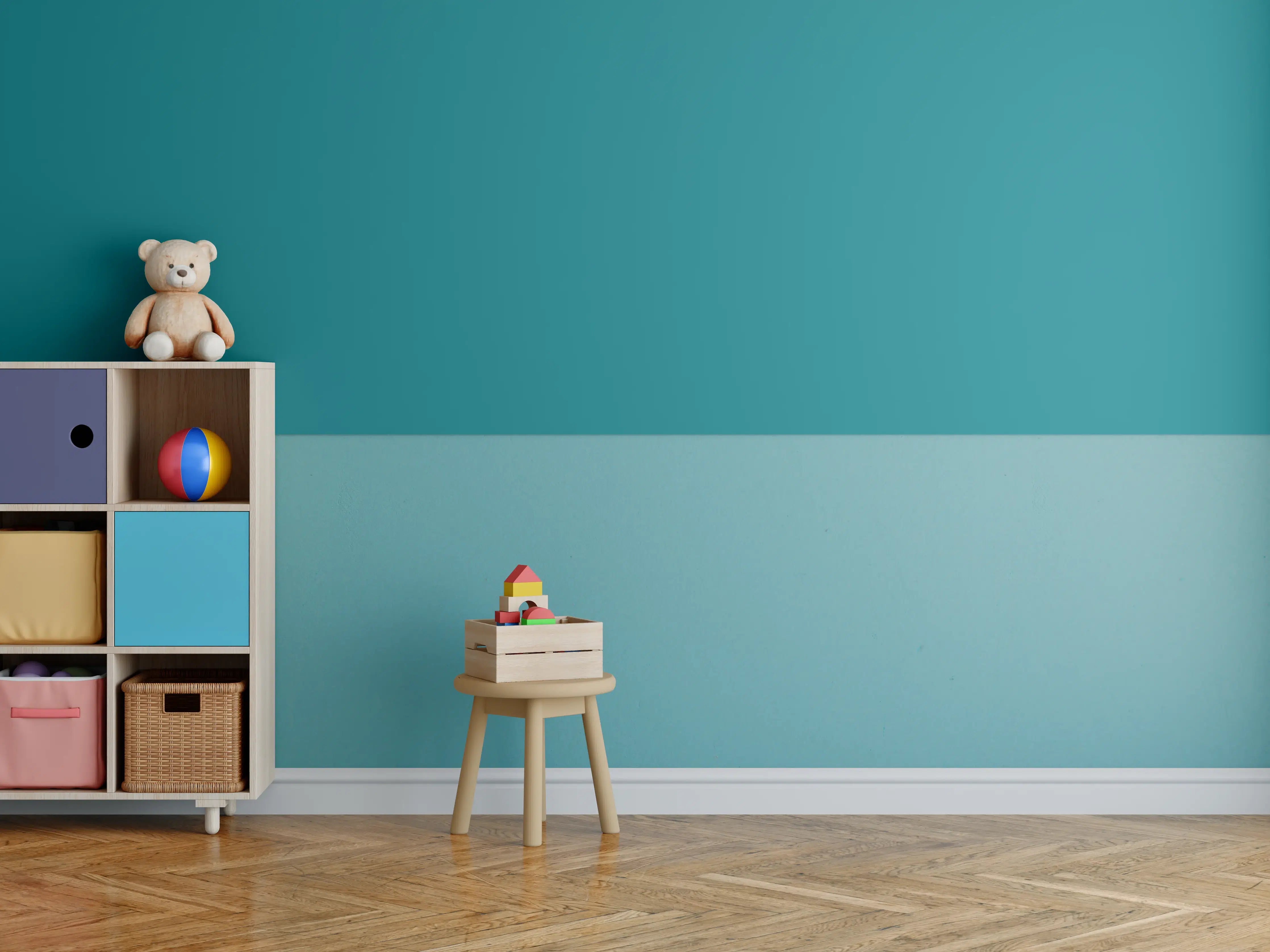 Kinderzimmer Wandgestaltung - RAL 5021 (Wasserblau)