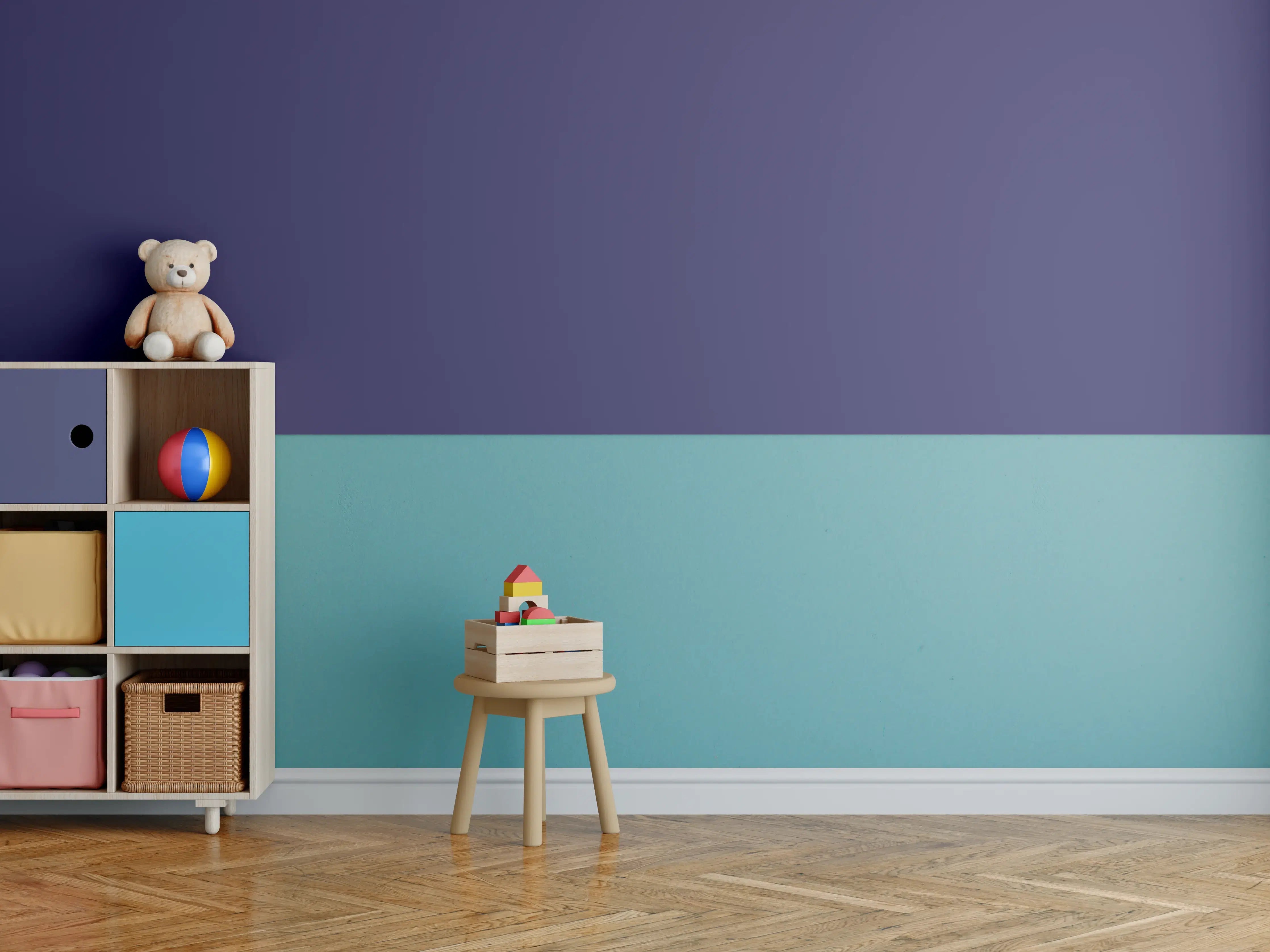 Kinderzimmer Wandgestaltung - RAL 5022 (Nachtblau)