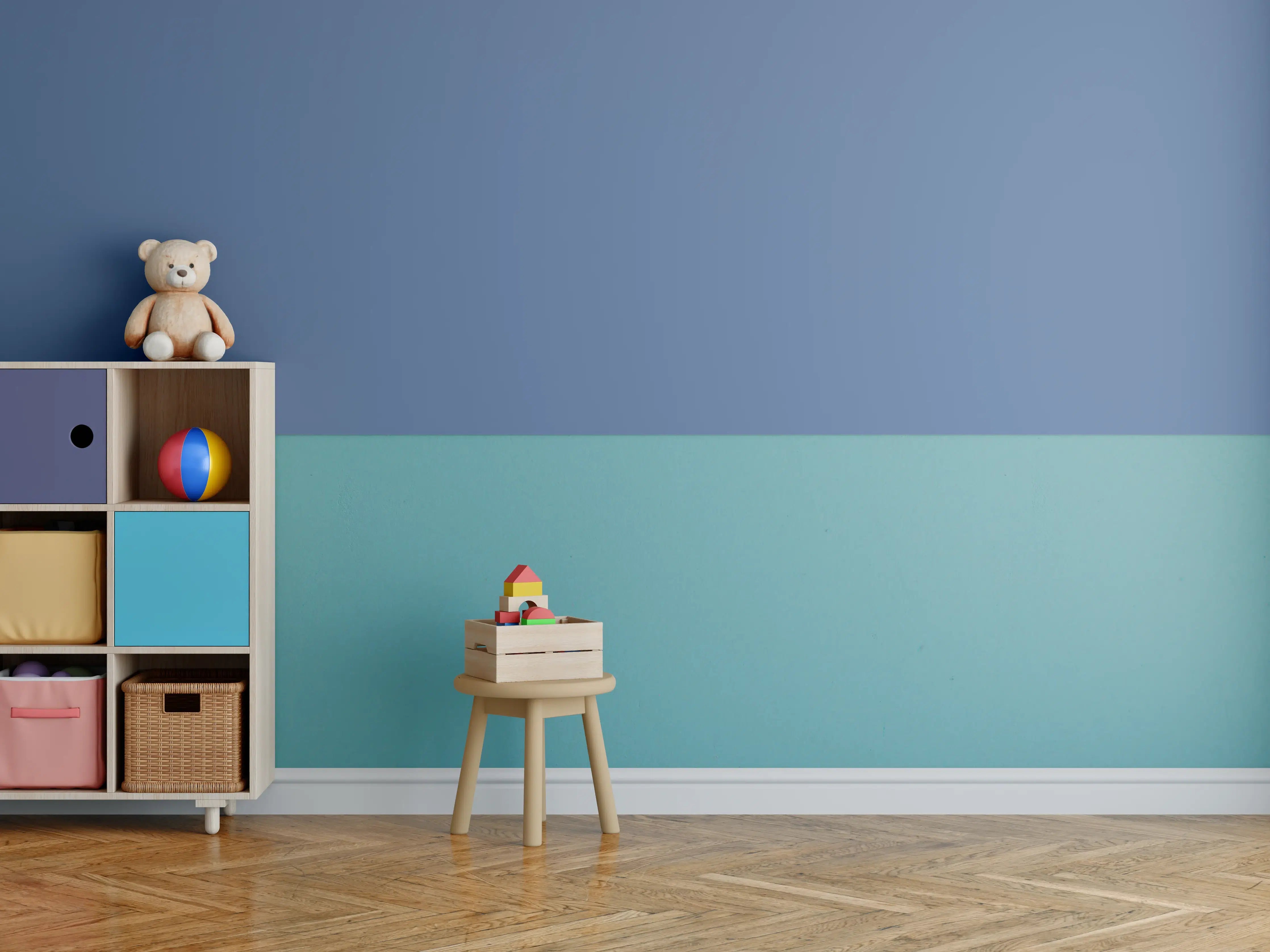 Kinderzimmer Wandgestaltung - RAL 5023 (Entferntes Blau)