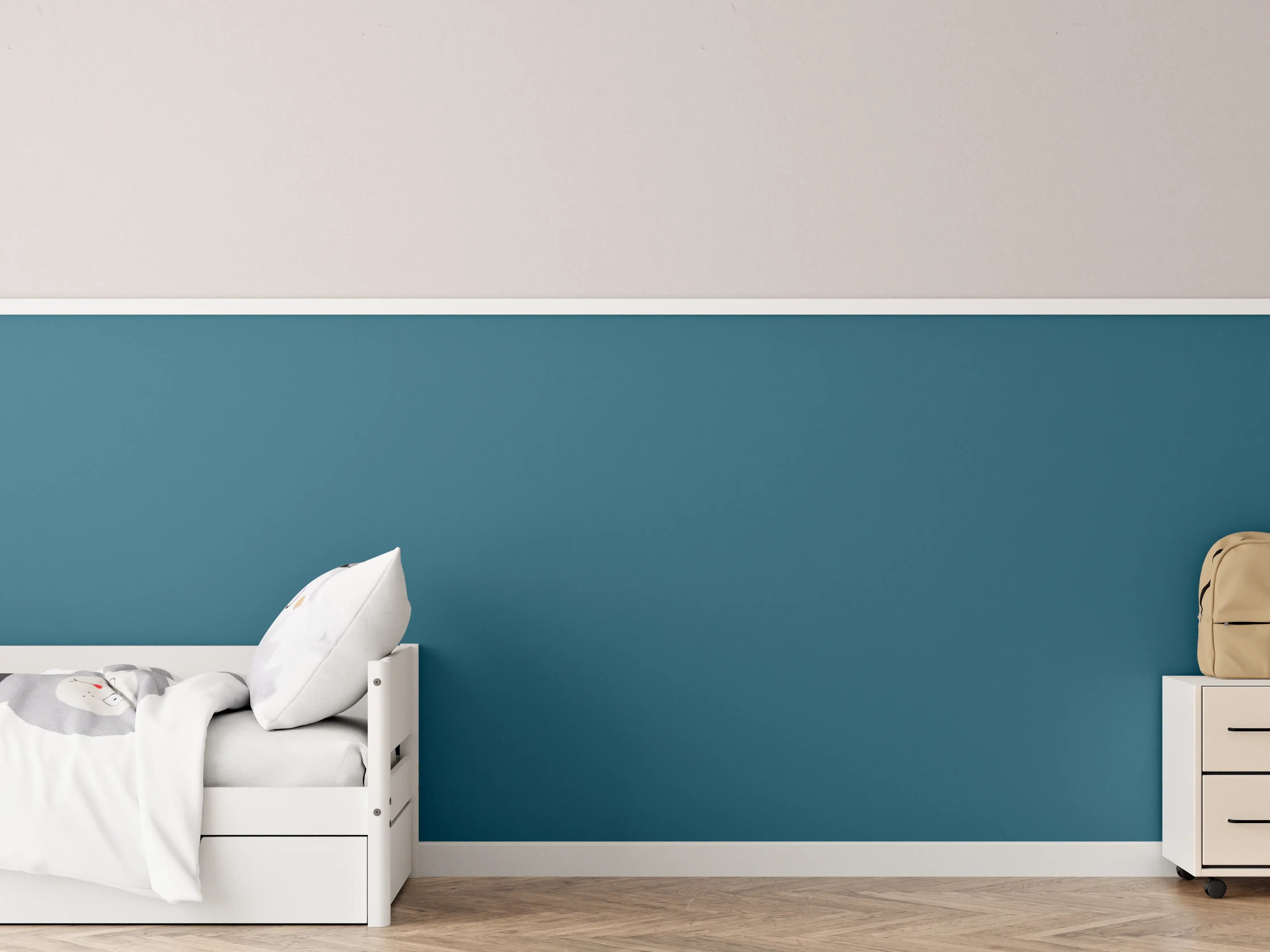Kinderzimmer Wandgestaltung - RAL 5025 (Perlenzenzianblau)